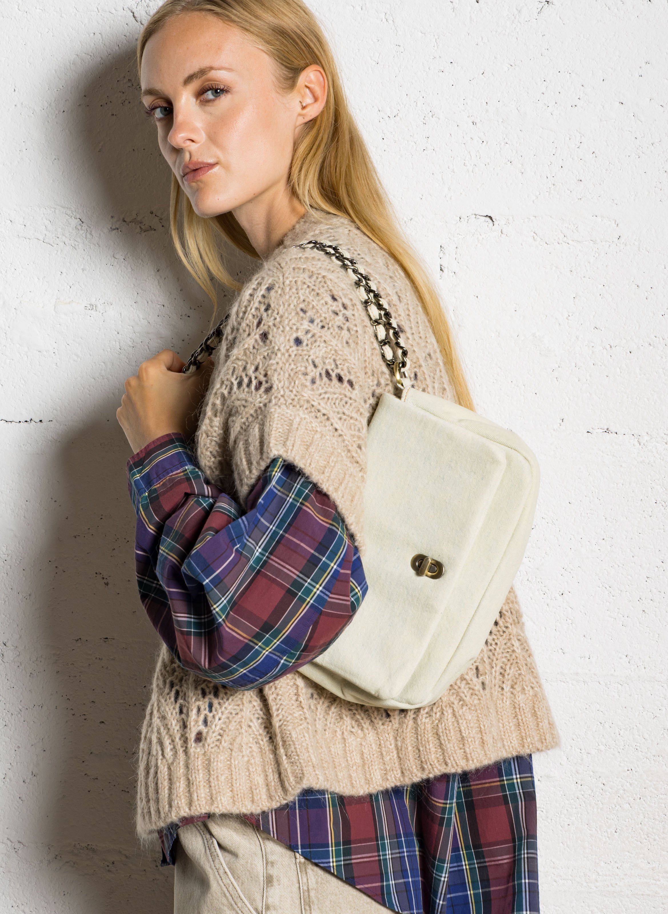 Sac bandoulière à rabat uni BECKSONDERGAARD Blanc