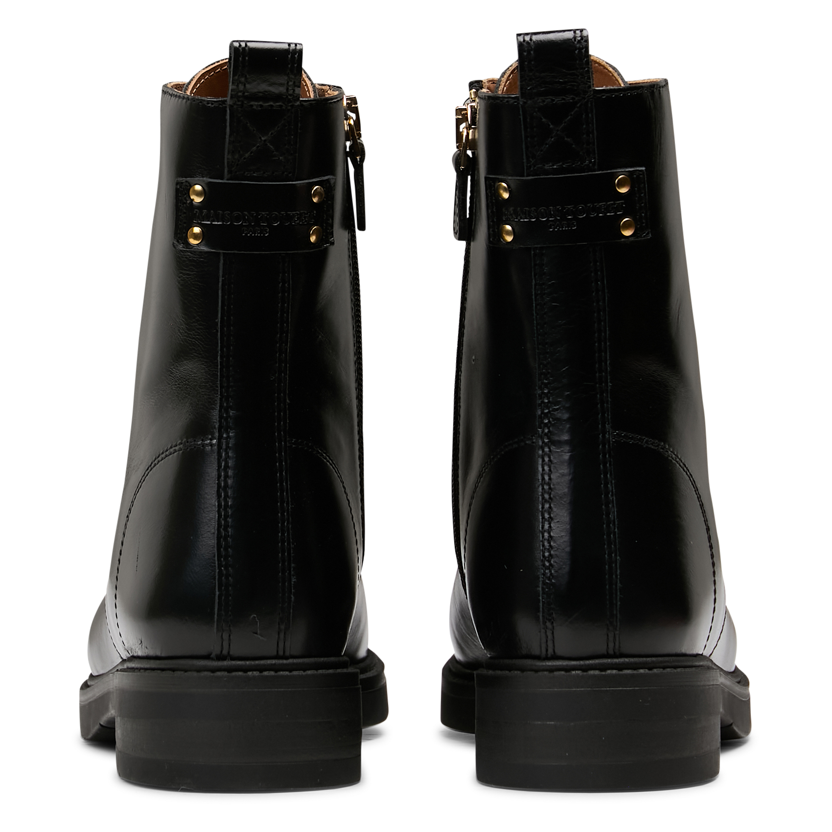 Effen leren enkellaarzen met textuur MAISON TOUFET Zwart