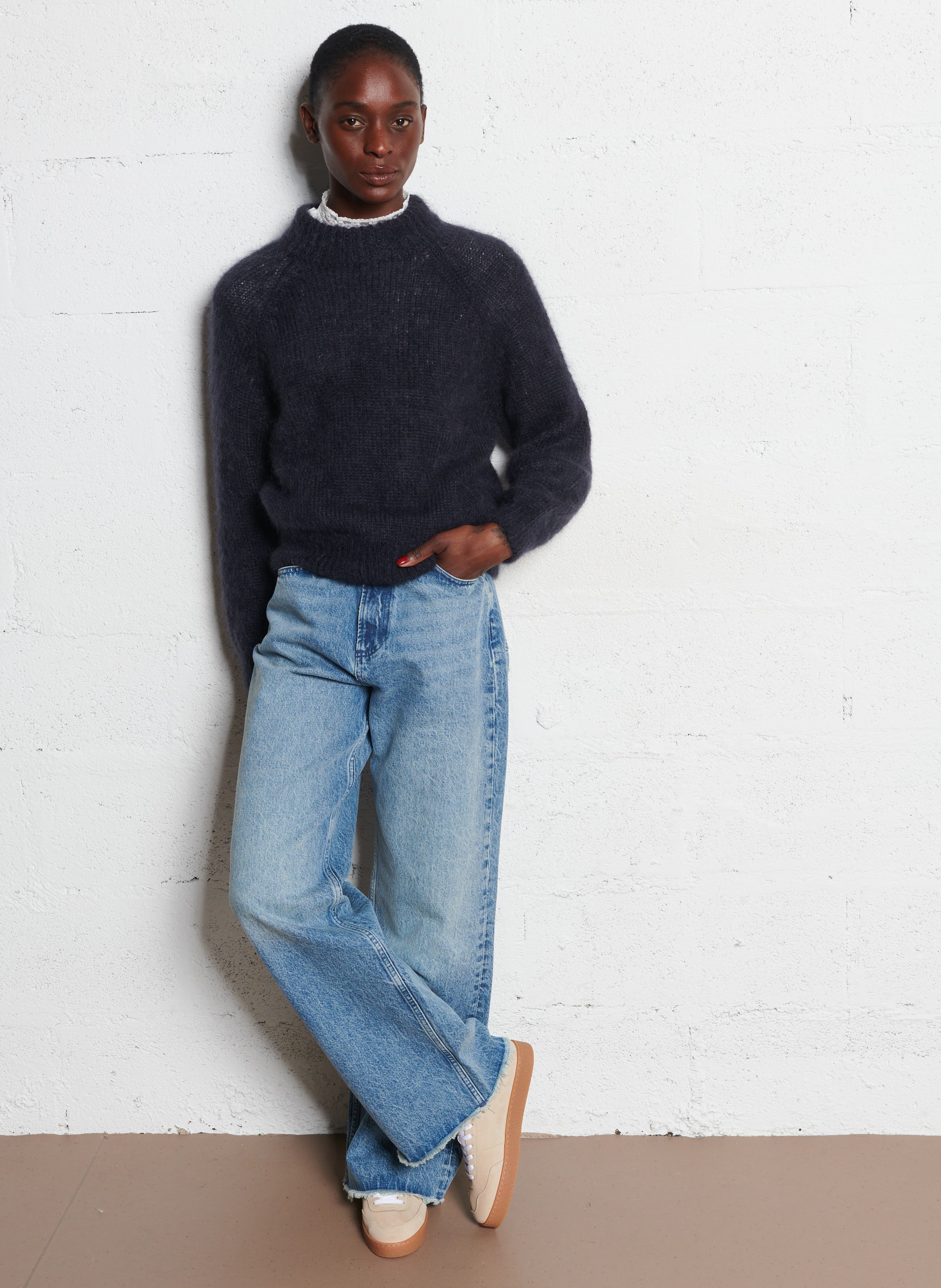 Pul col rond en laine mélangée DES PETITS HAUTS Noir