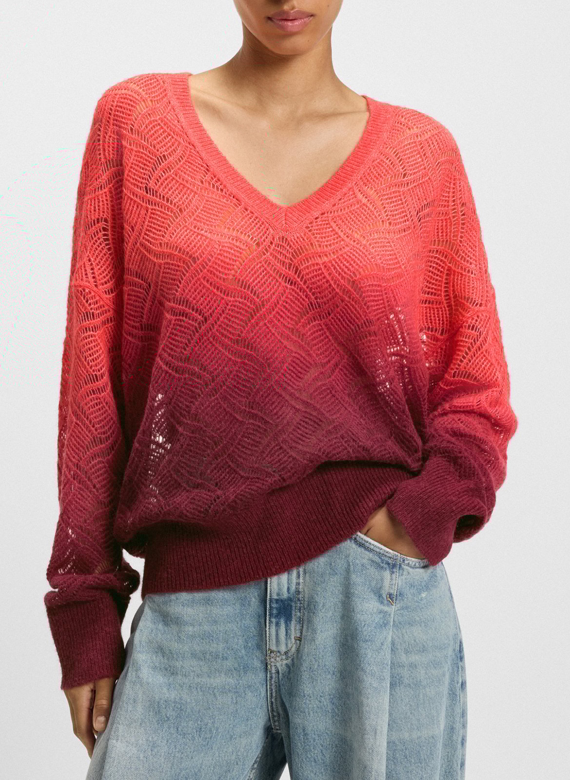 Pull ample col V dégradé BOSS Multicolore