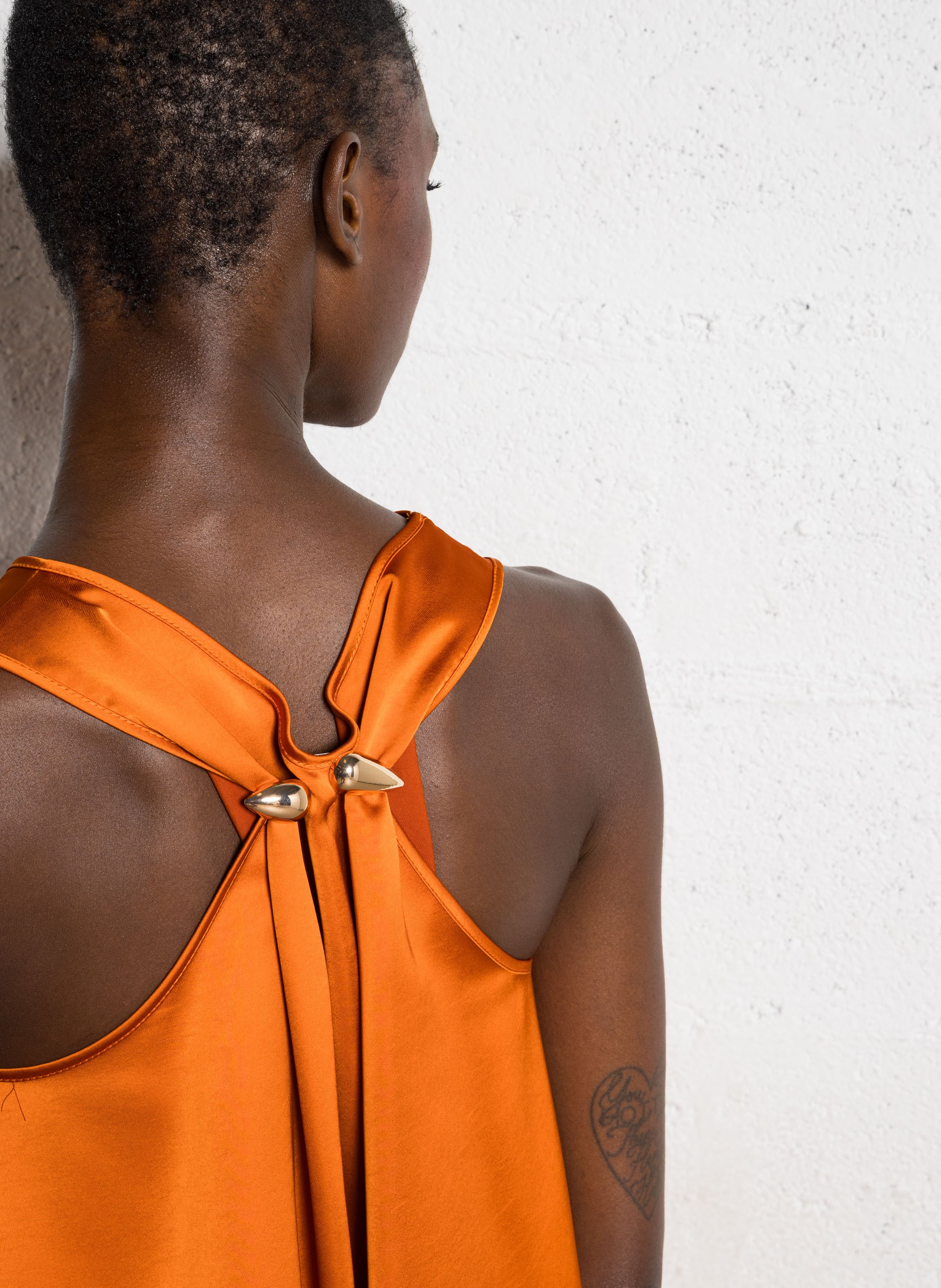 Top col rond aspect satiné IMPERIAL Orange