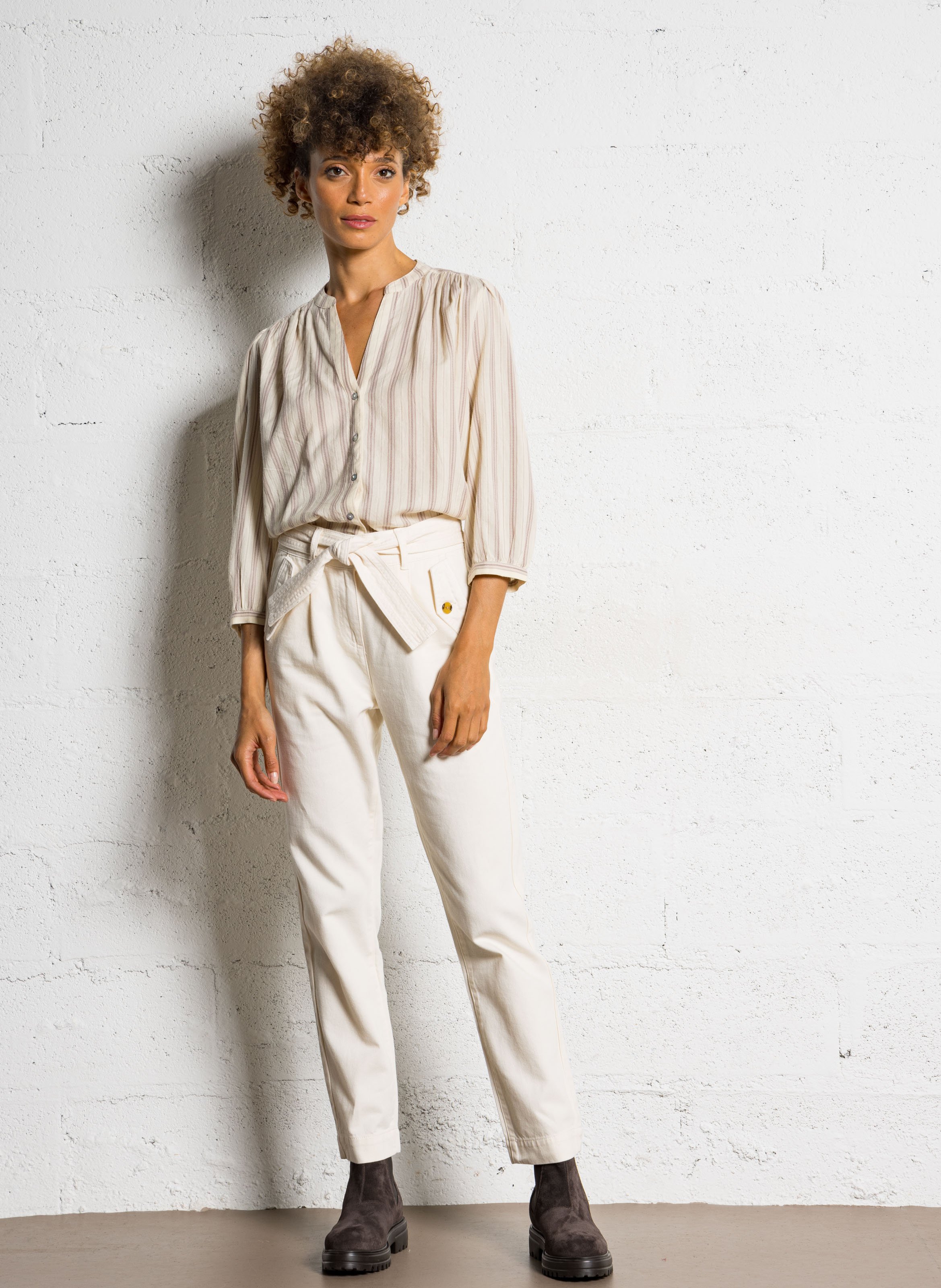 Chemisier col tunisien en coton MAISON 123 Beige