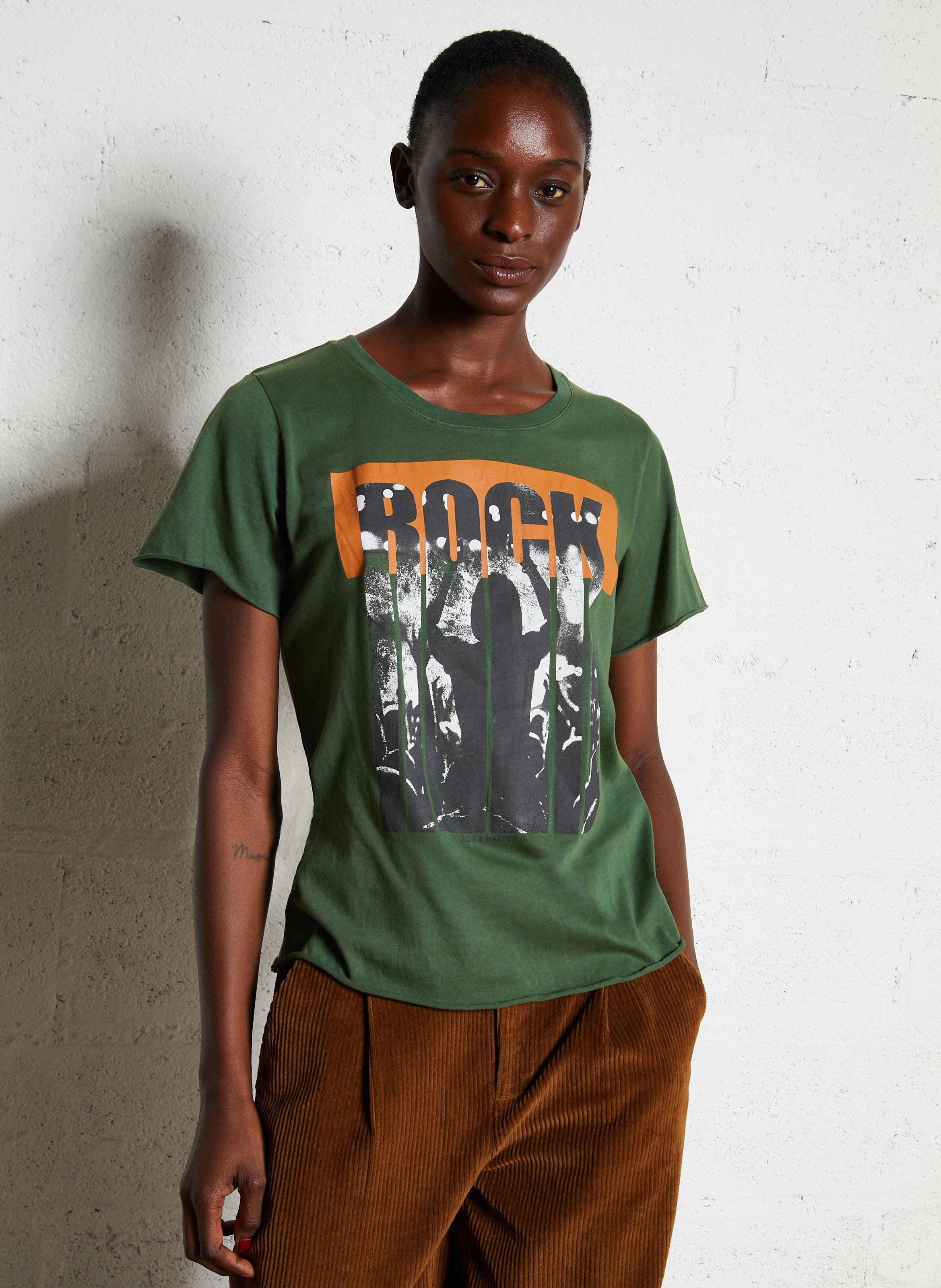 T-shirt van biokatoen met ronde hals LEON & HARPER Groen