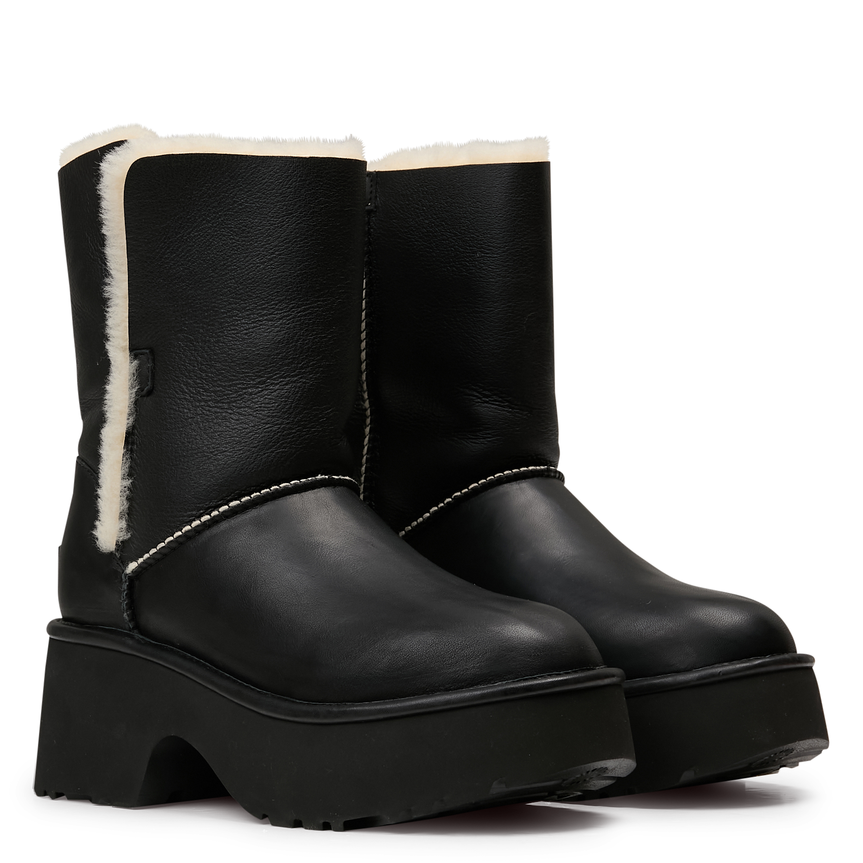 Leather platform boots UGG Black