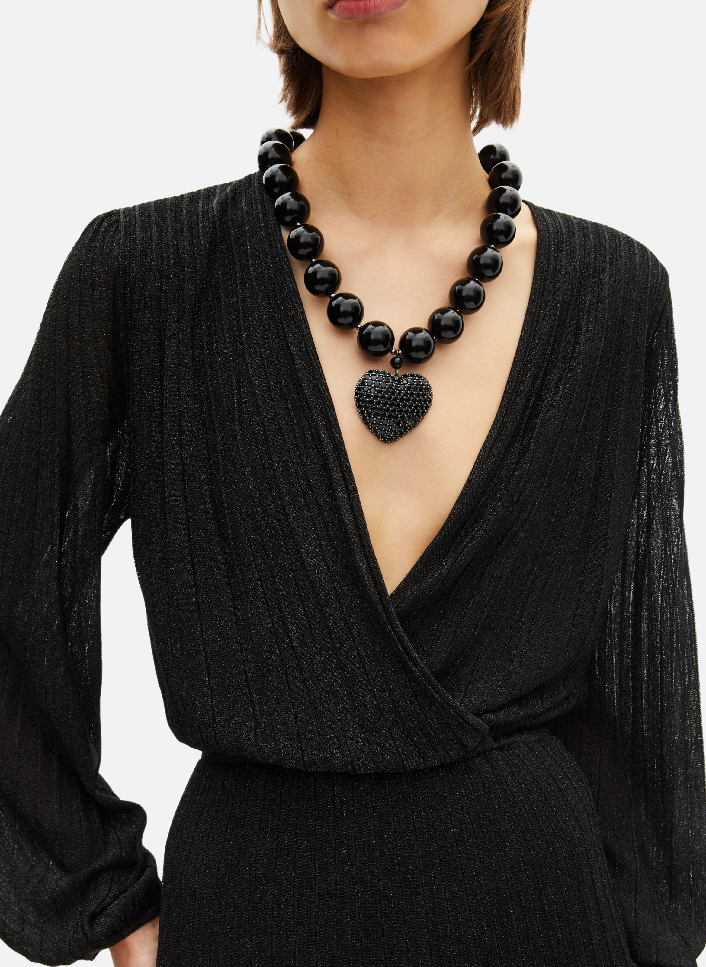 Pleated long lurex dress THE KOOPLES Black