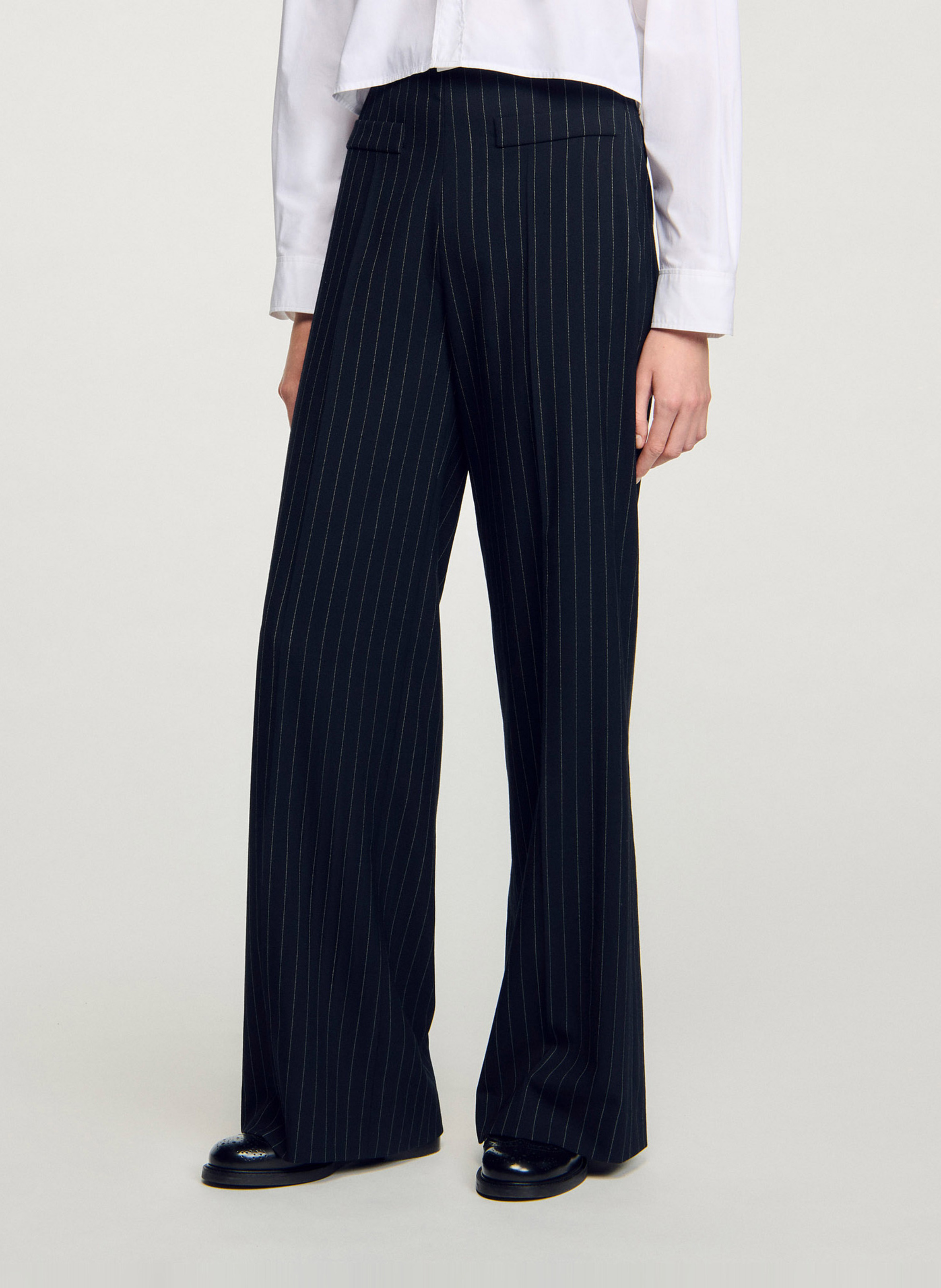 Pantalon droit rayé SANDRO Noir