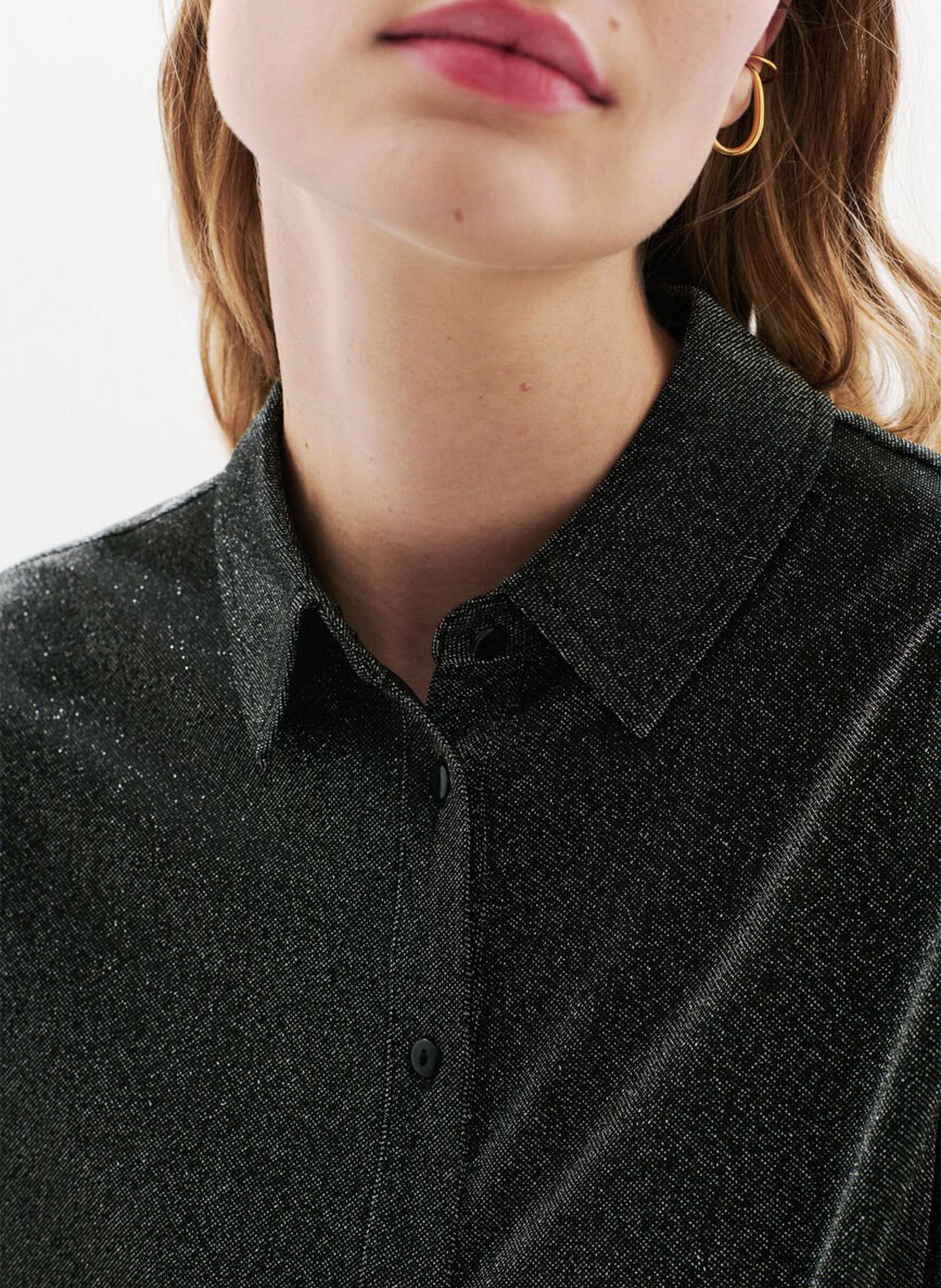 Straight shirt with classic sequined collar CAROLL Grey