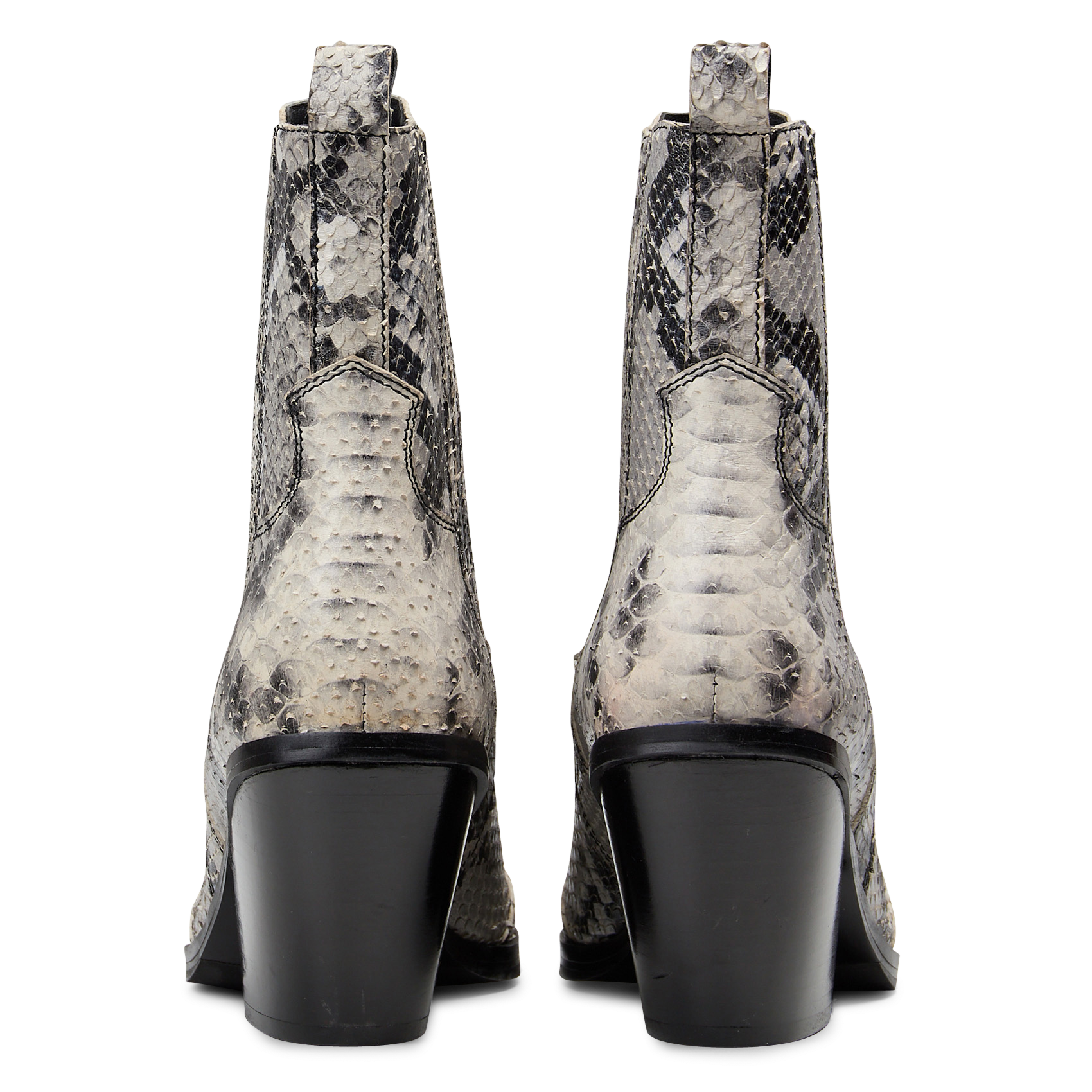 Python effect leather cowboy boots IKKS White