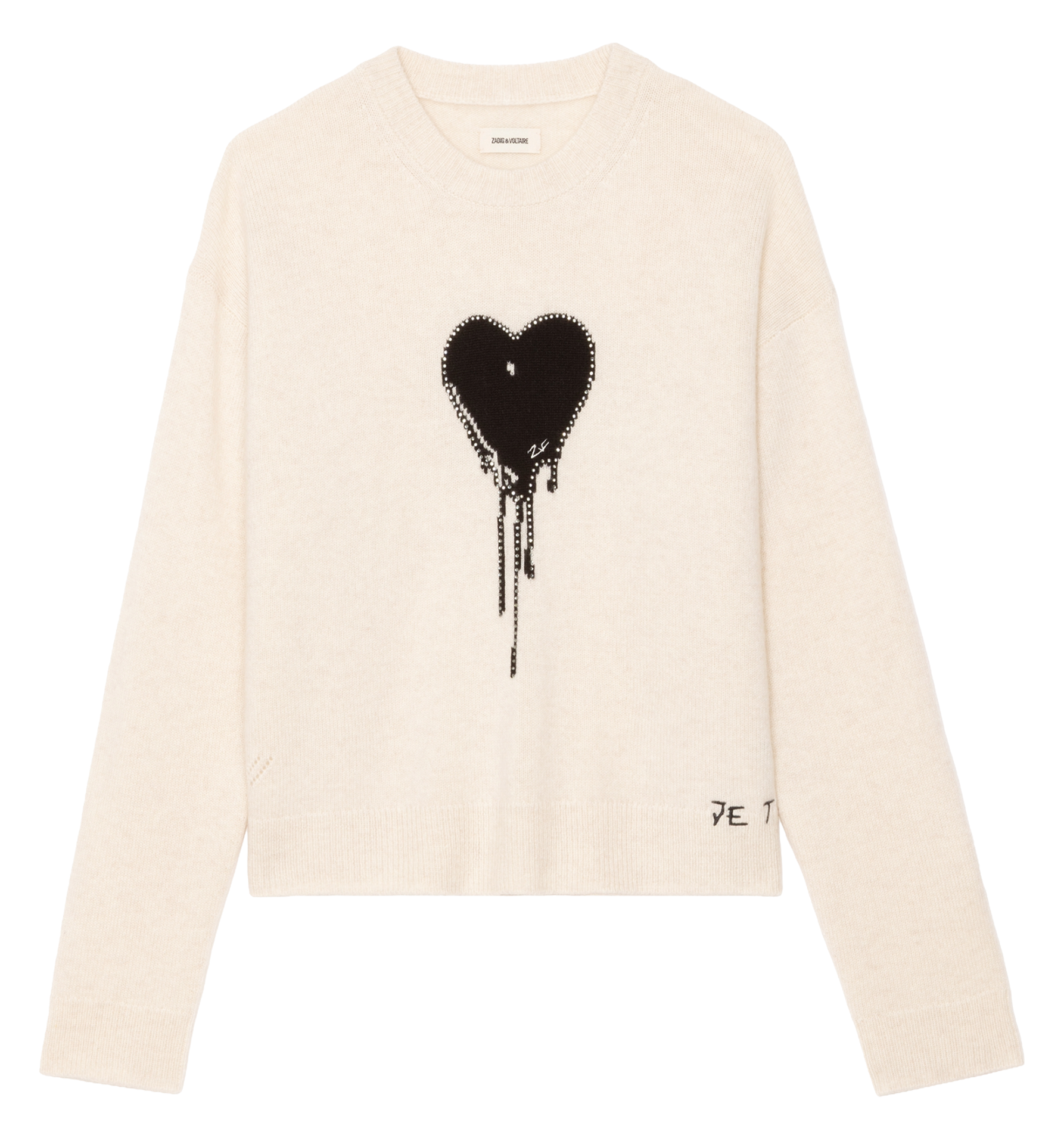 Pull droit col rond en cachemire imprimé ZADIG&VOLTAIRE Blanc