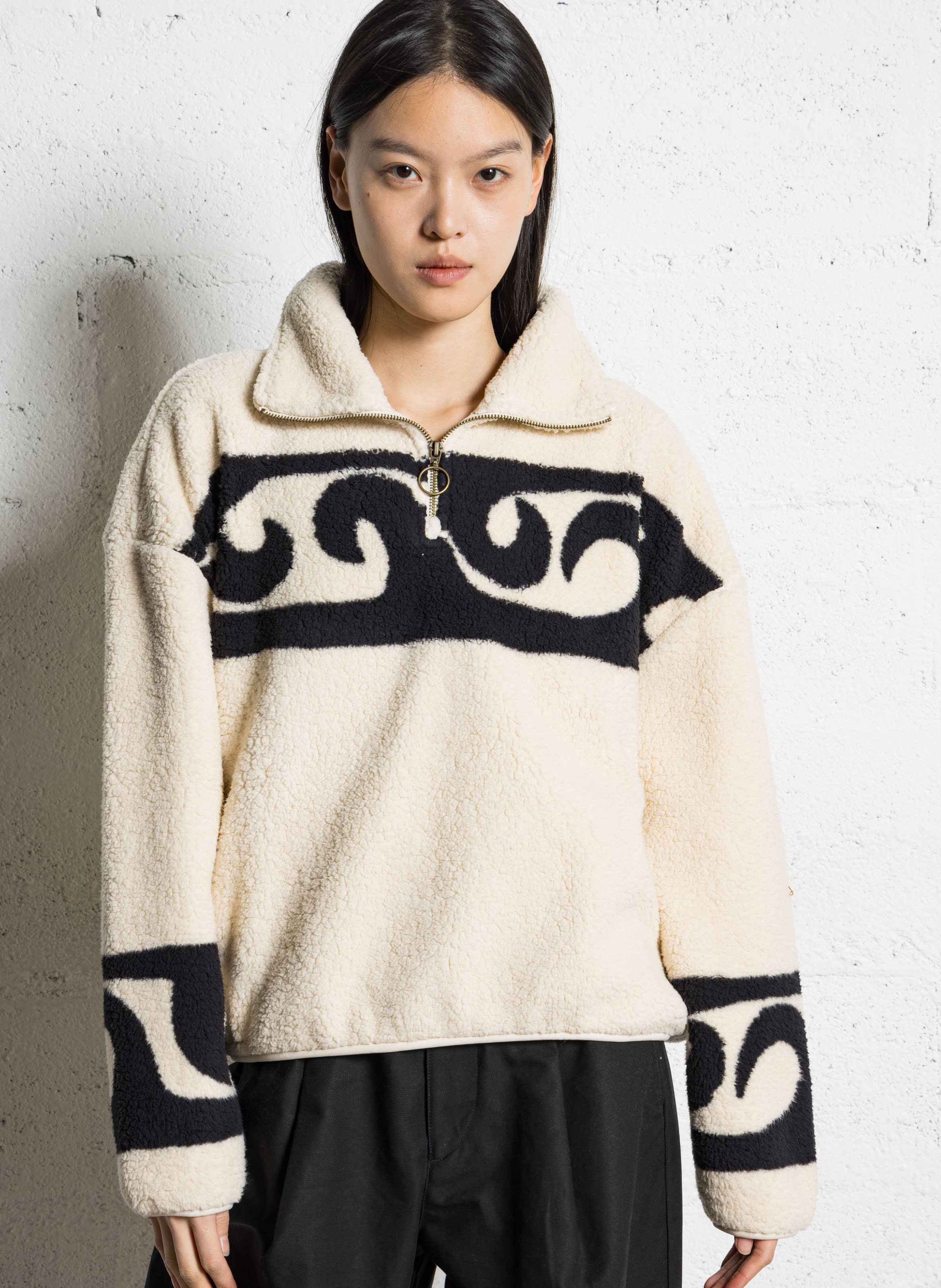 Polaire oversize col montant zippé BILLABONG Beige