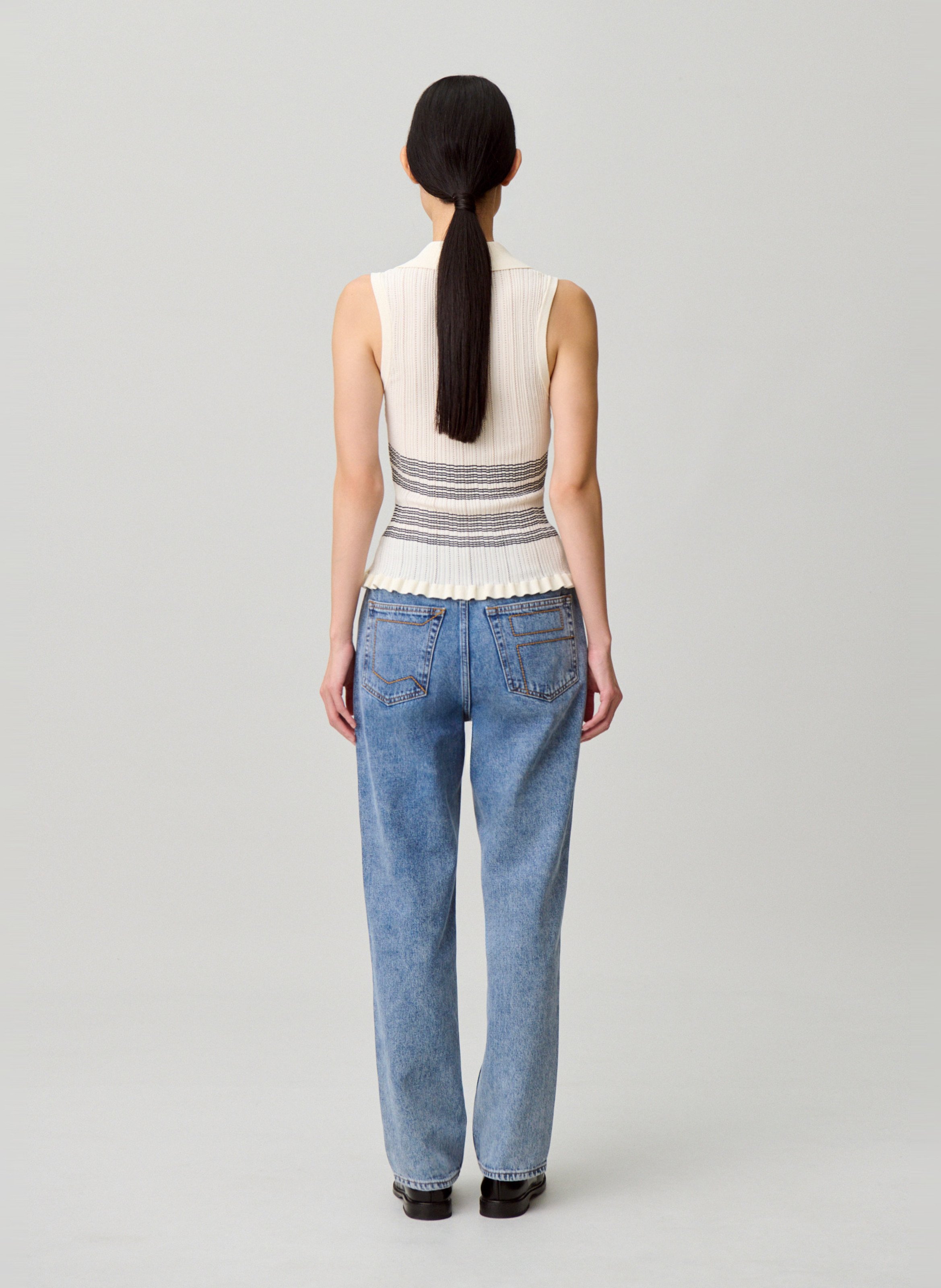 Ribbed V-neck Fitted Top CLAUDIE PIERLOT Multicolored