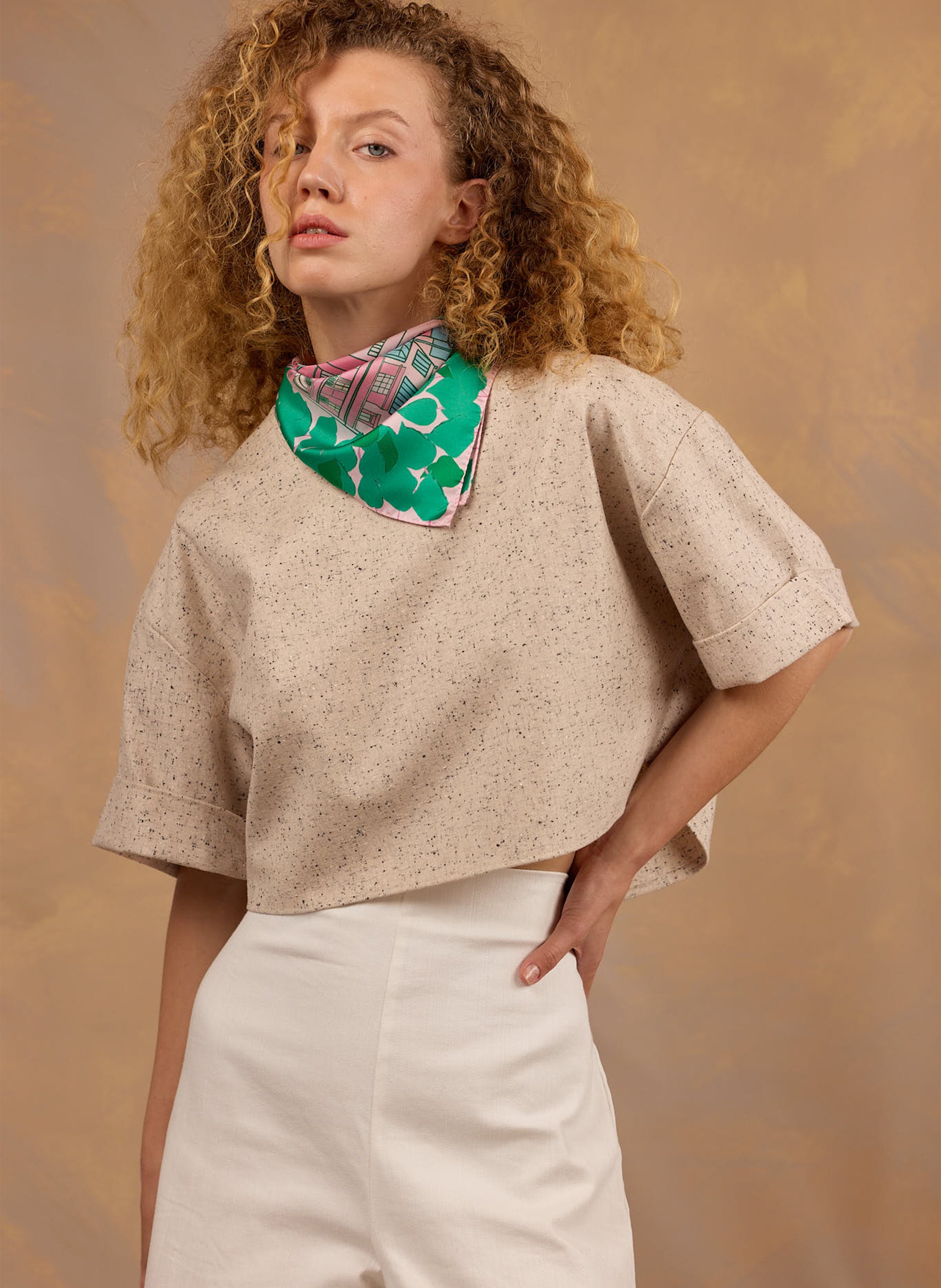 Printed silk floaty scarf PETITJEAN PARIS Blue