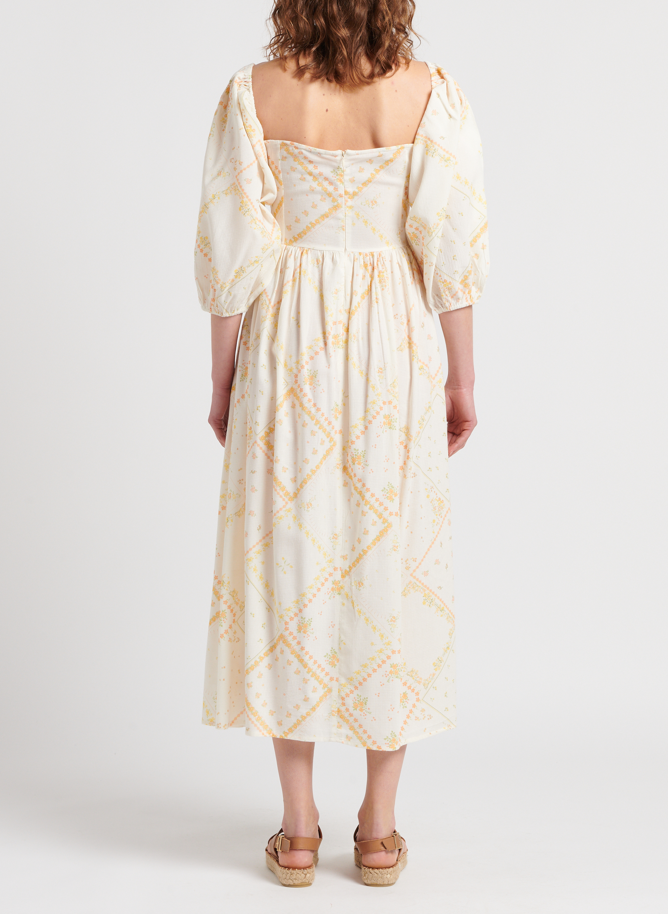 Halflange, strapless jurk van biokatoenmix met bloemenprint THE NEW SOCIETY Veelkleurig