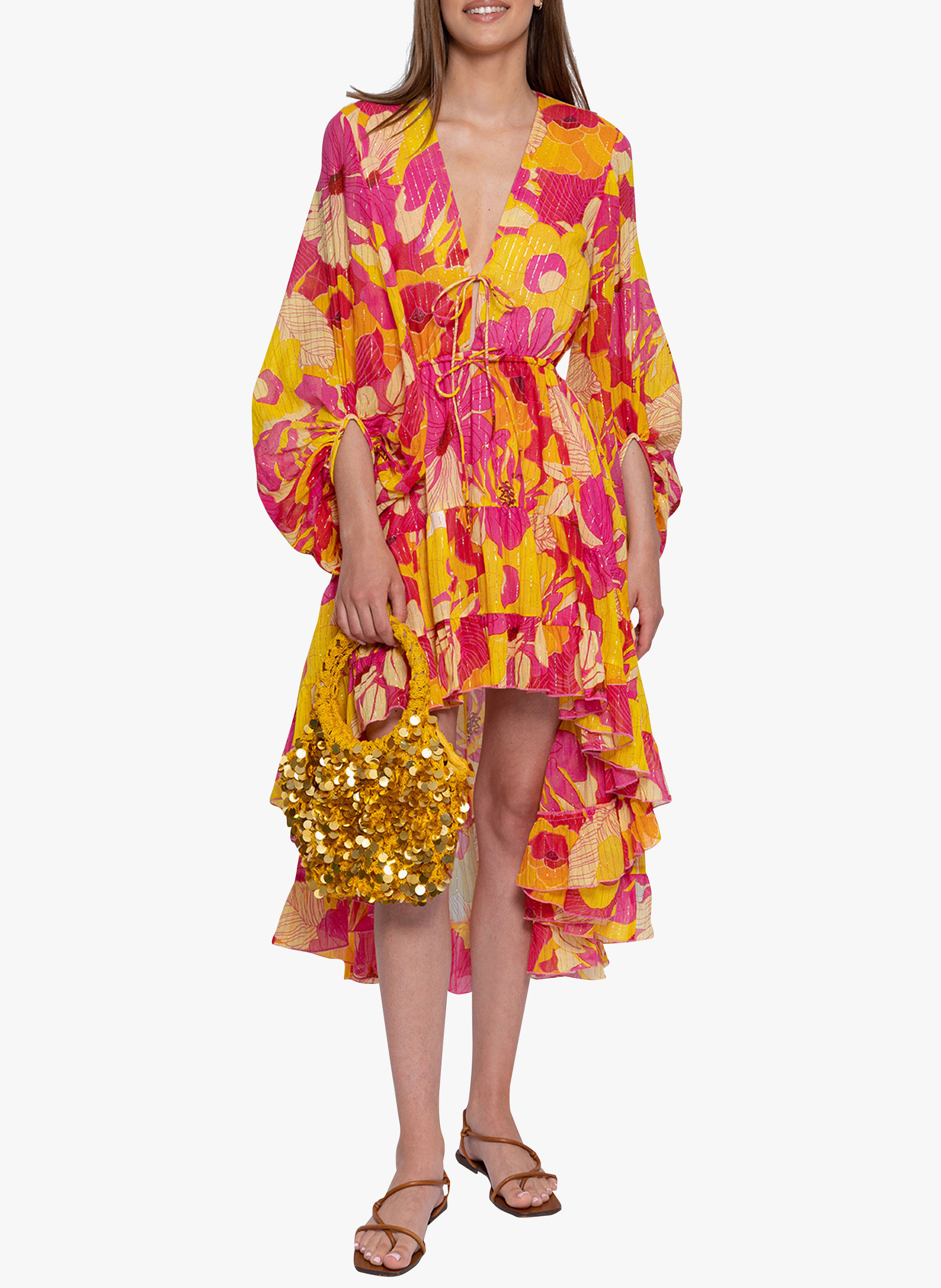 Robe asymétrique col V à imprimé SUNDRESS Multicolore