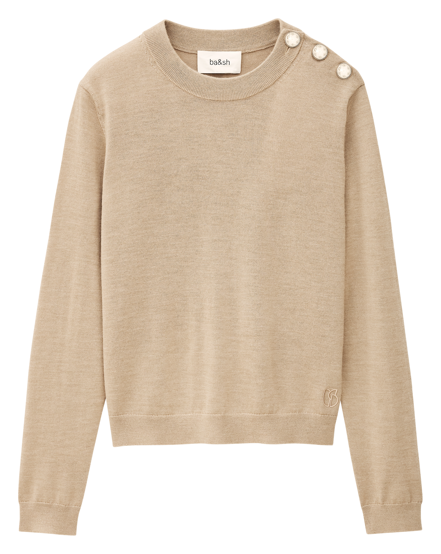 Straight round-neck wool sweater BA&SH Beige