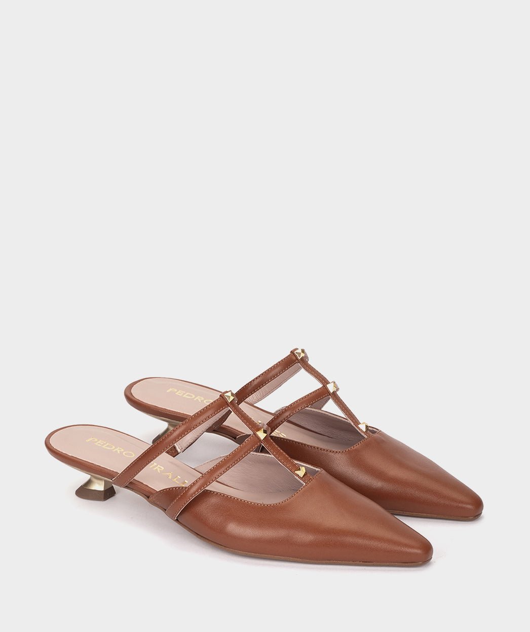 Open-toe brown leather high heels. PEDRO MIRALLES Brown