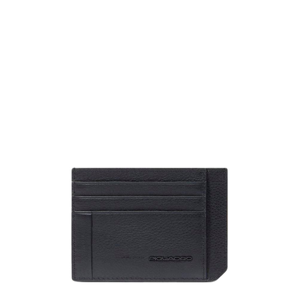 Men's slim leather credit card holder with RFID protection PIQUADRO Black