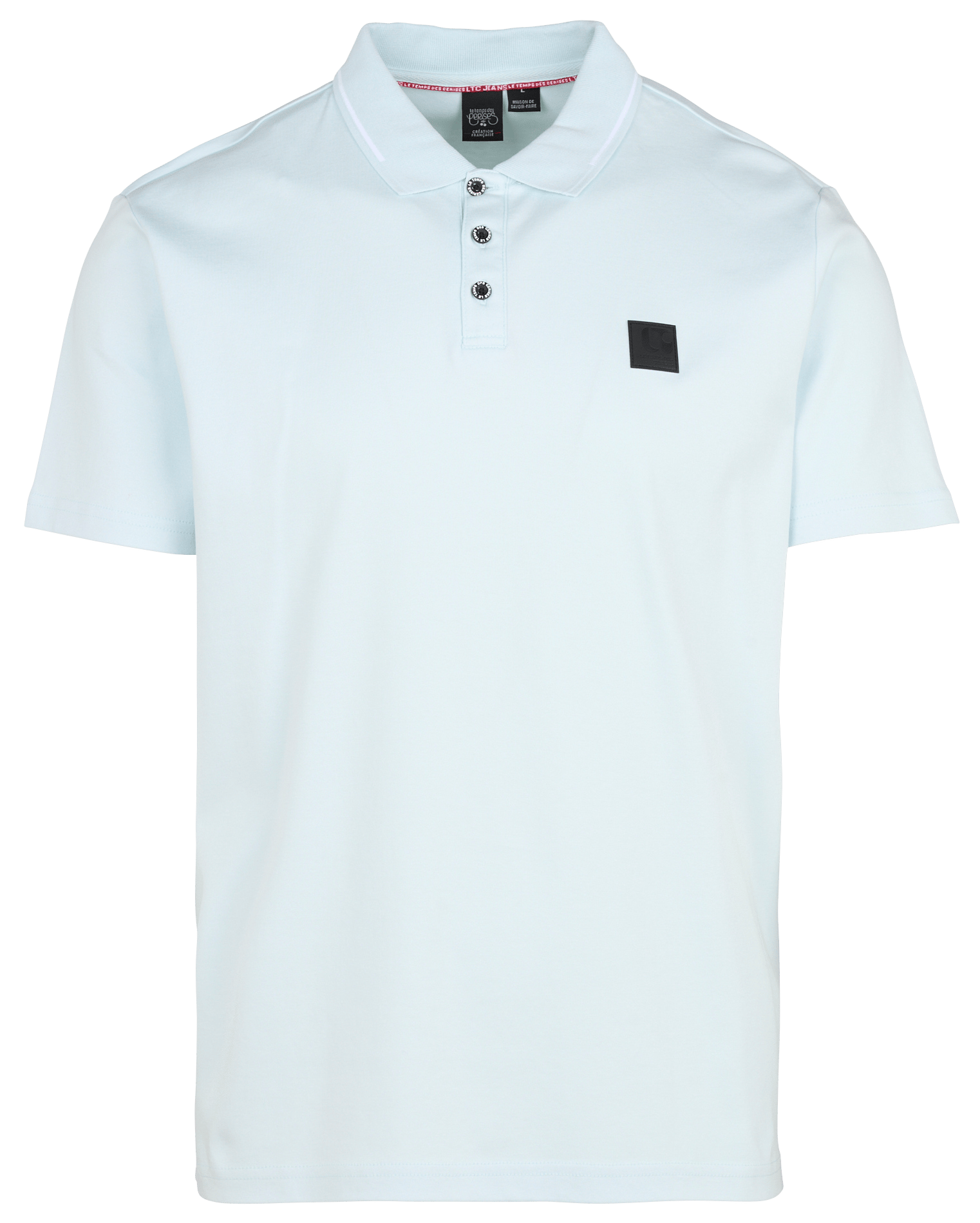 Solid short-sleeve straight fit cotton polo LE TEMPS DES CERISES Blue