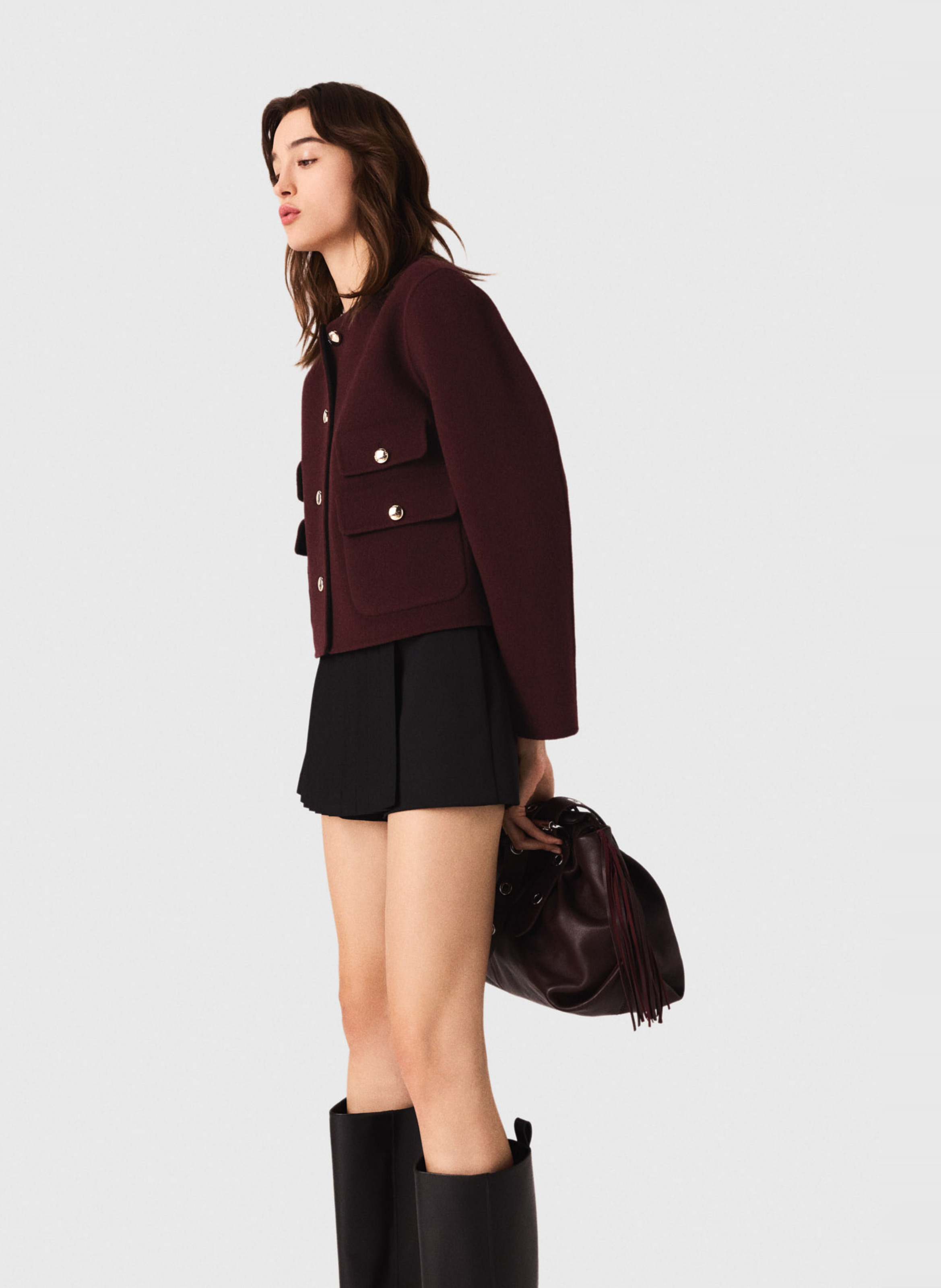 Plissierte Wickelshorts MAJE Schwarz