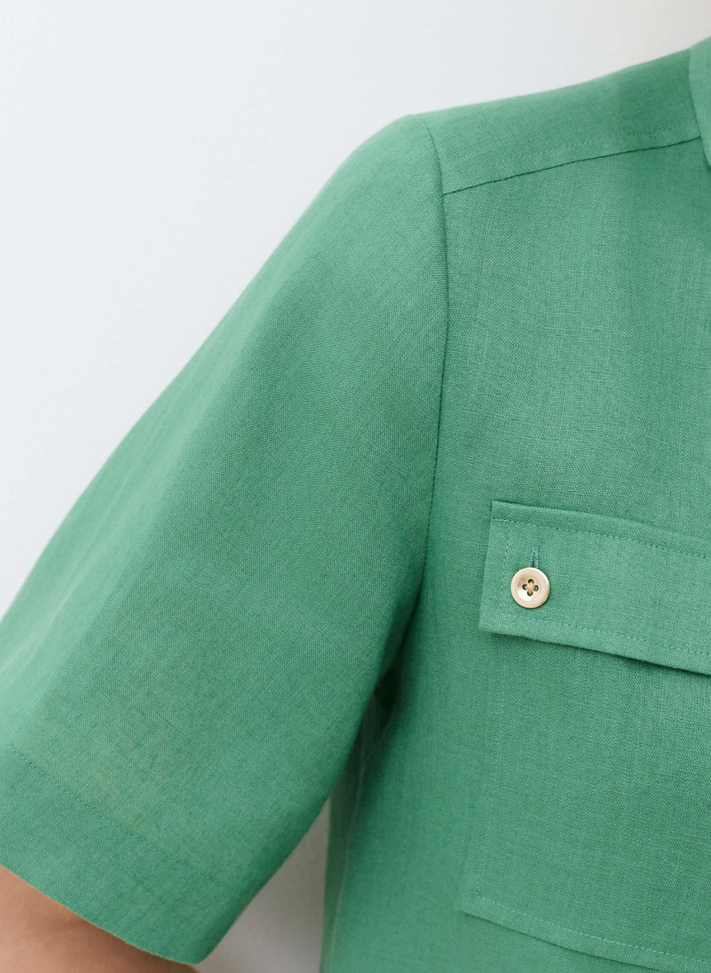 Gerade geschnittenes Leinenhemd mit klassischem Kragen CAROLL Grun