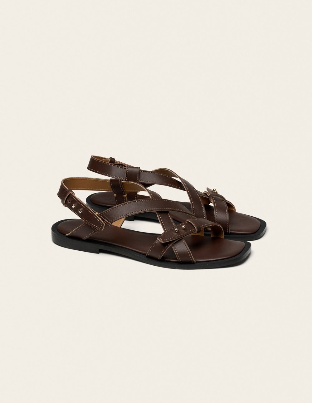 Faux leather sandals ODAJE Brown