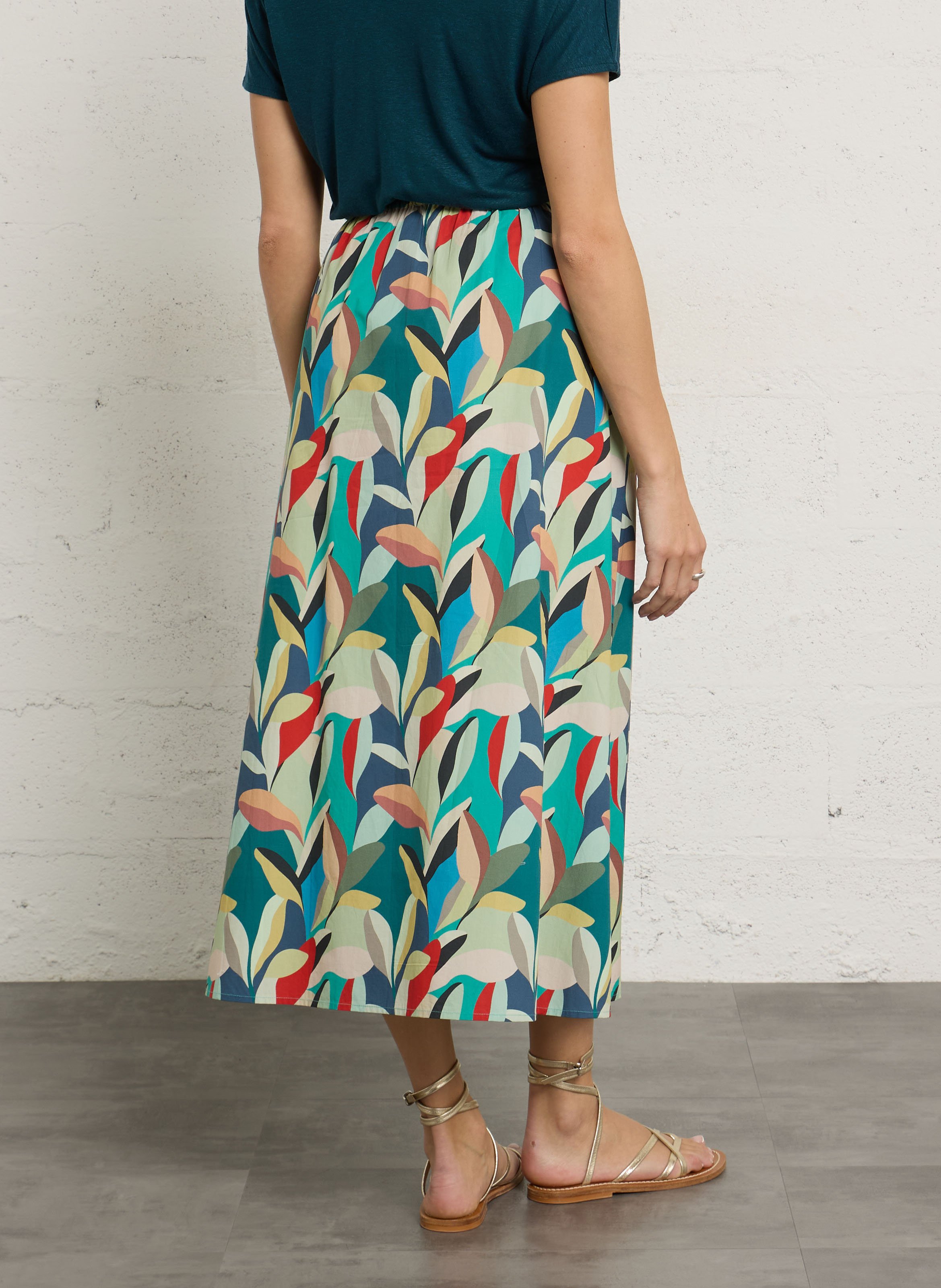 Halflange, wijde rok van katoen met print PETITE MENDIGOTE Veelkleurig