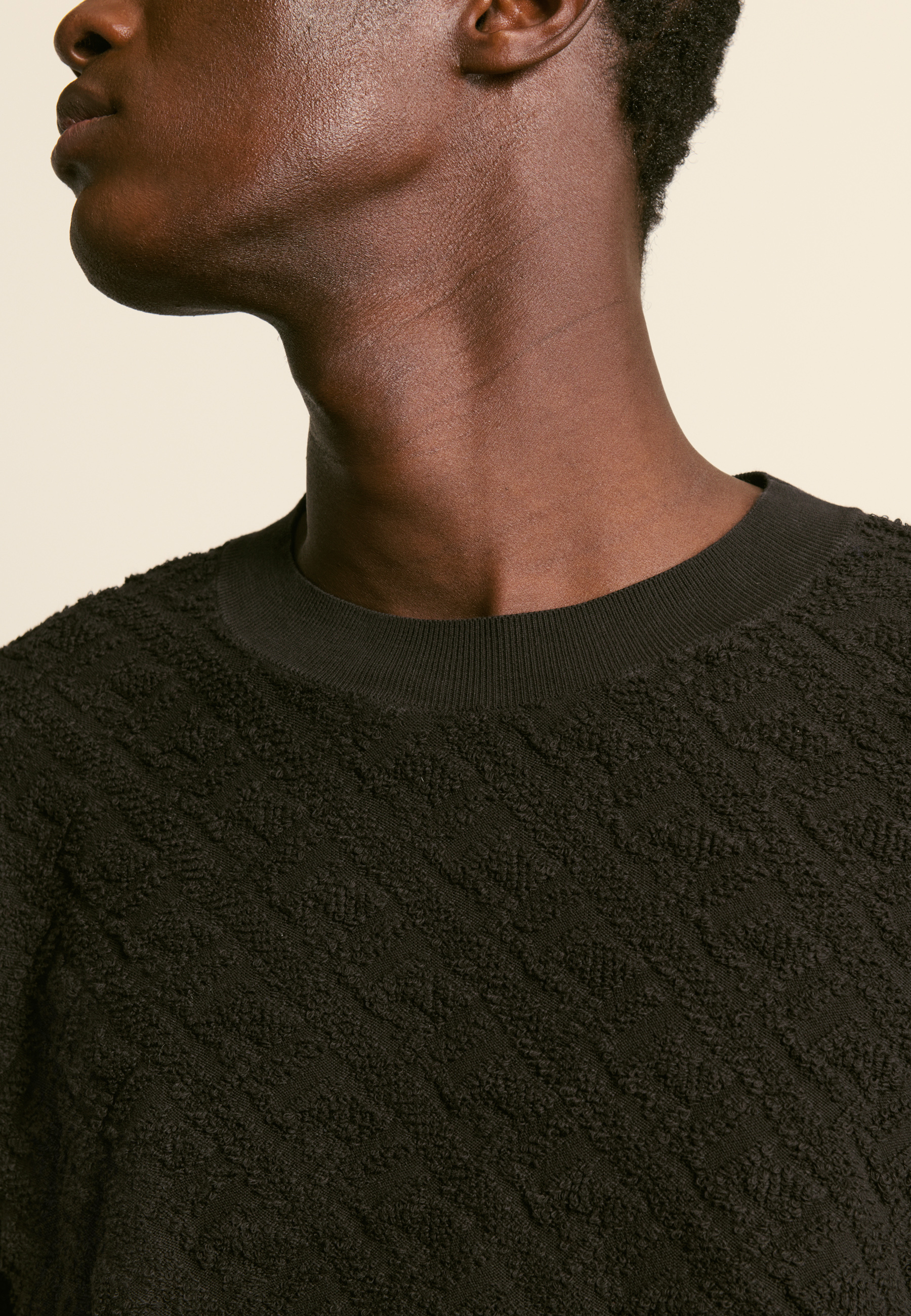 T-shirt en coton texturé MAISON MONTAGUT Noir