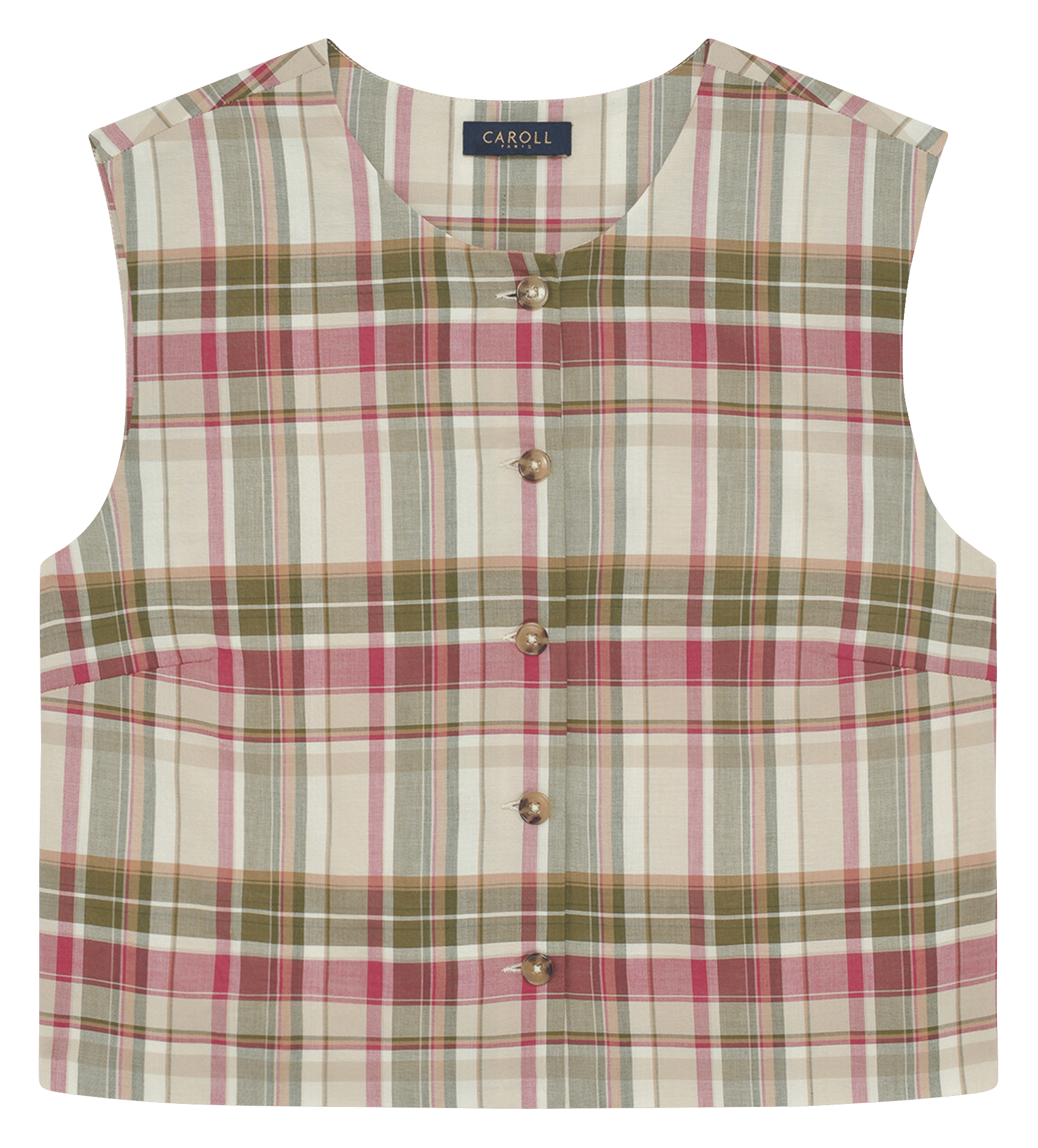 Top col rond en coton bio CAROLL Vert