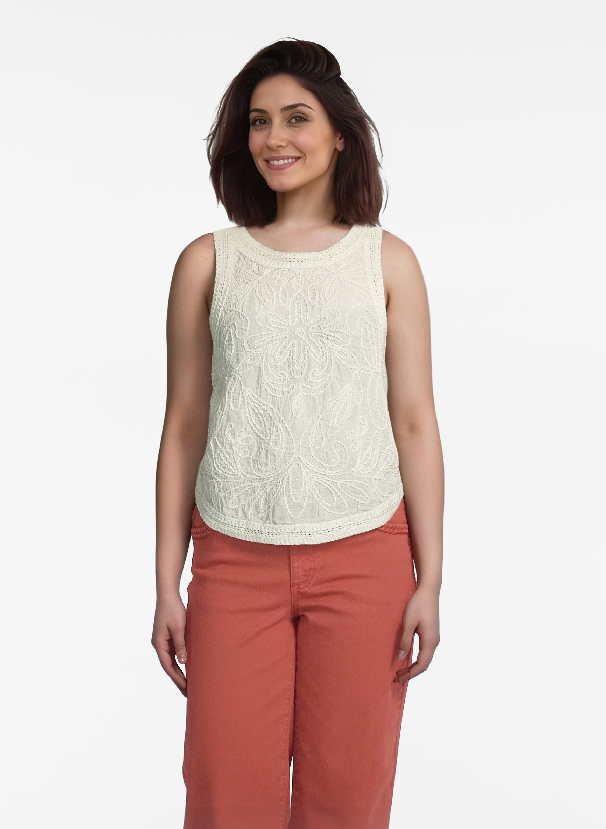 Mouwloze top met borduurwerk VILA Grijs