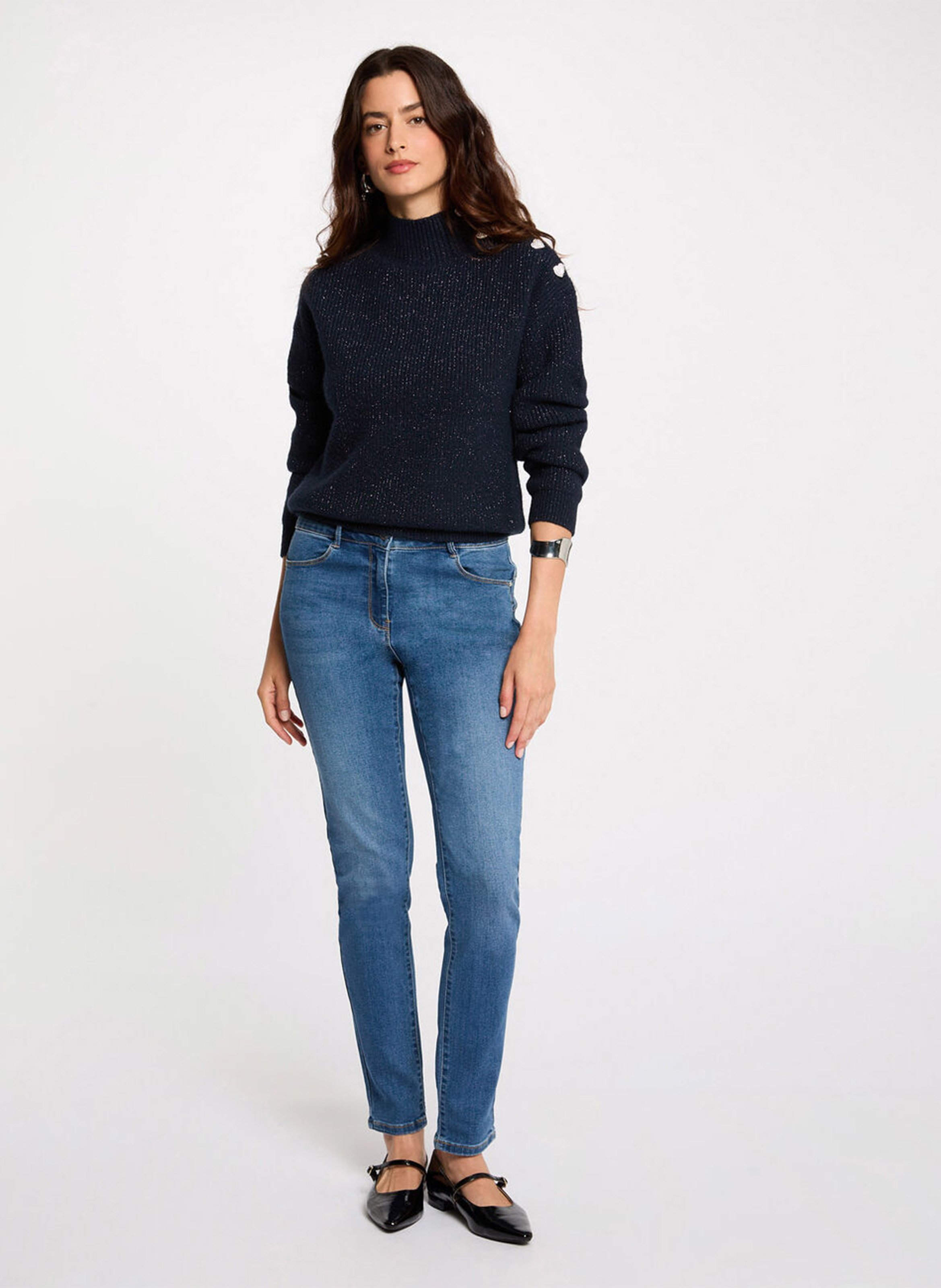 Raw-Denim-Jeans aus Baumwoll-Mix, Slim Fit Blau