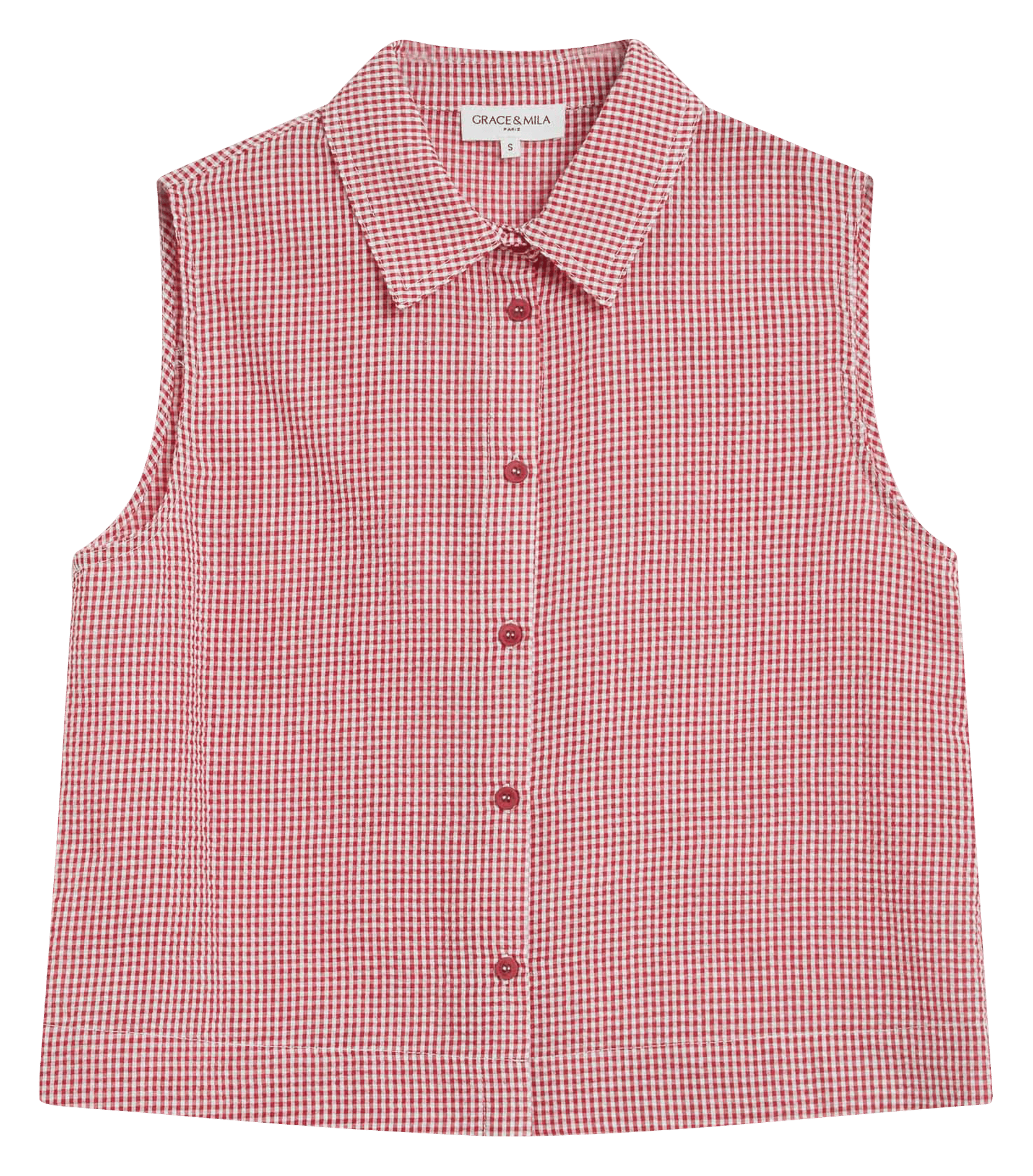 Chemise col classique en coton GRACE ET MILA Rouge