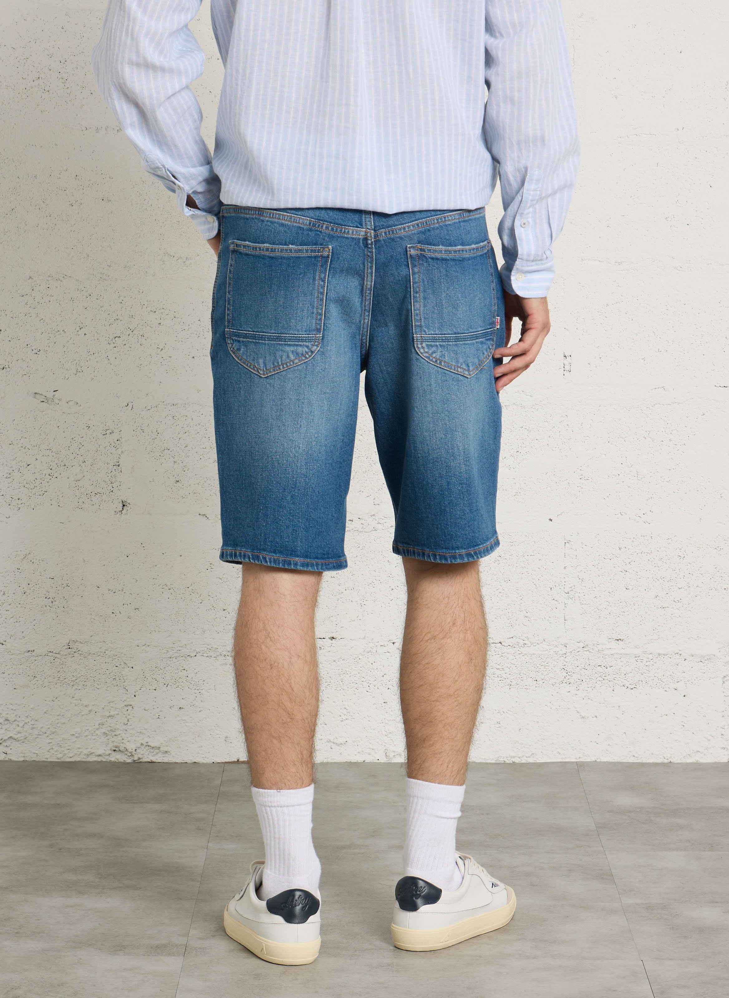 Straight cotton-blend shorts PEPE JEANS Blue