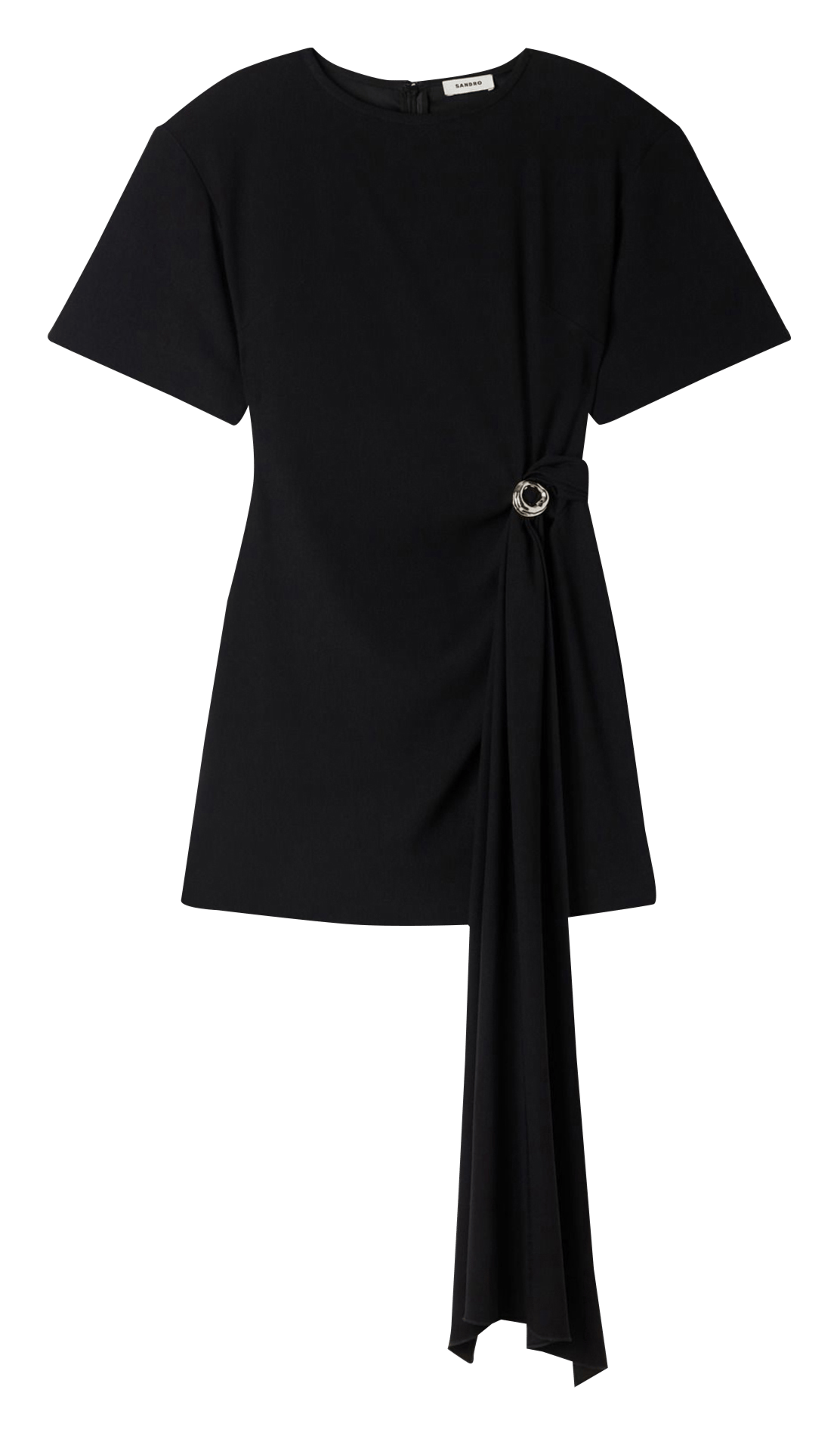 Robe droite col rond drapée SANDRO Noir