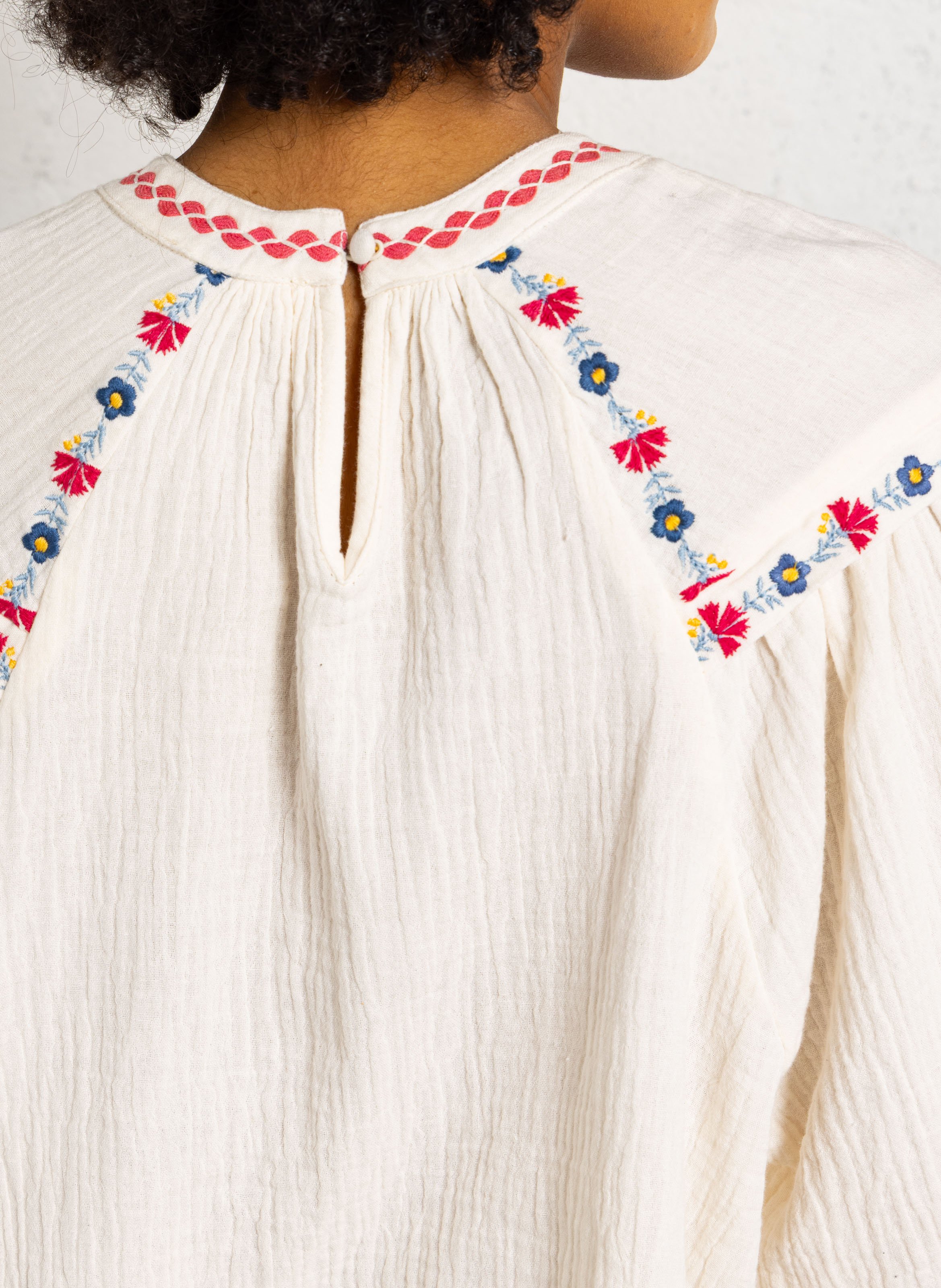 Bluse aus Bio-Baumwolle mit Rundhalskragen LOUISE MISHA Beige