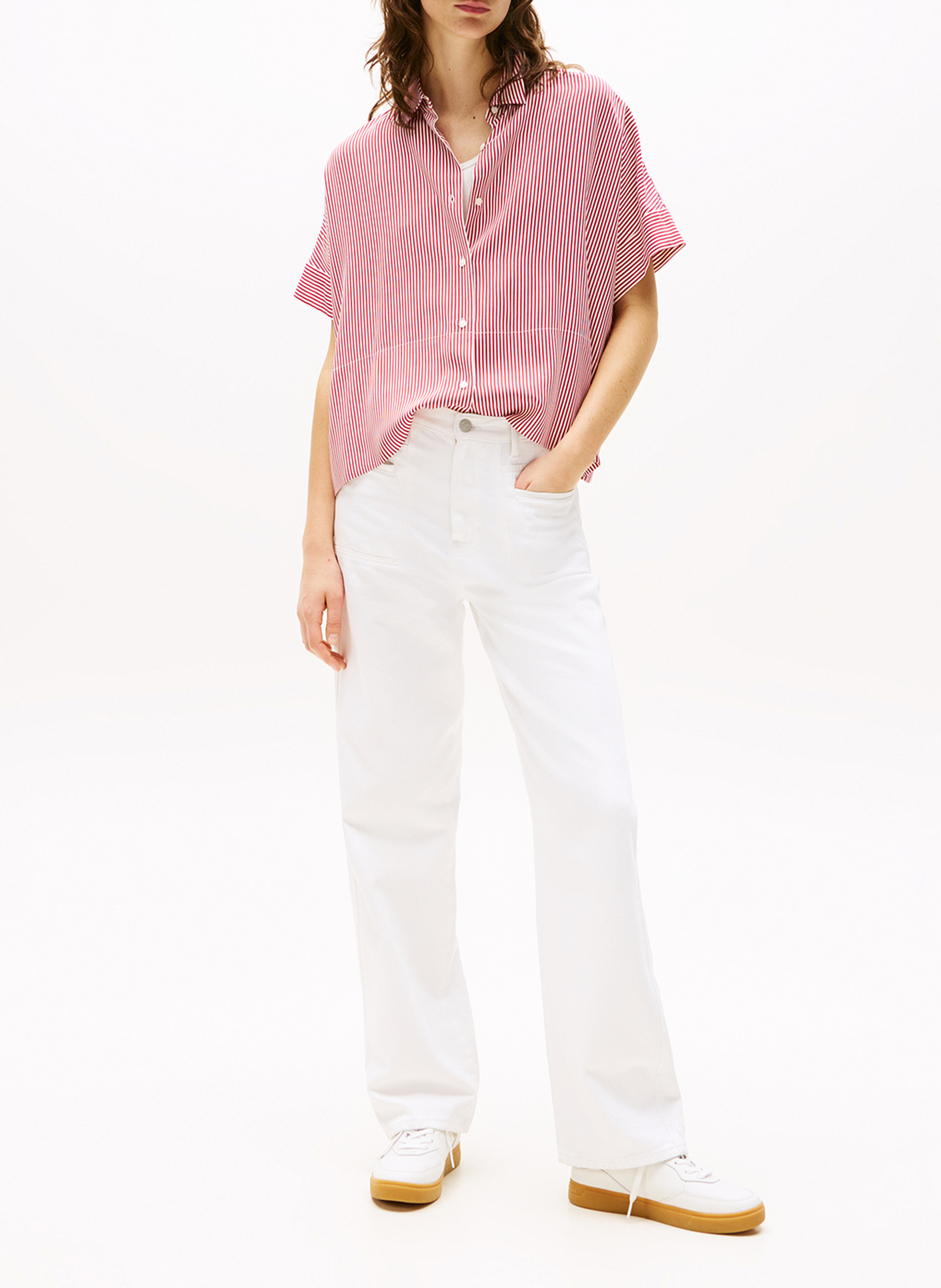 Chemise droite rayée TOMMY HILFIGER Rouge