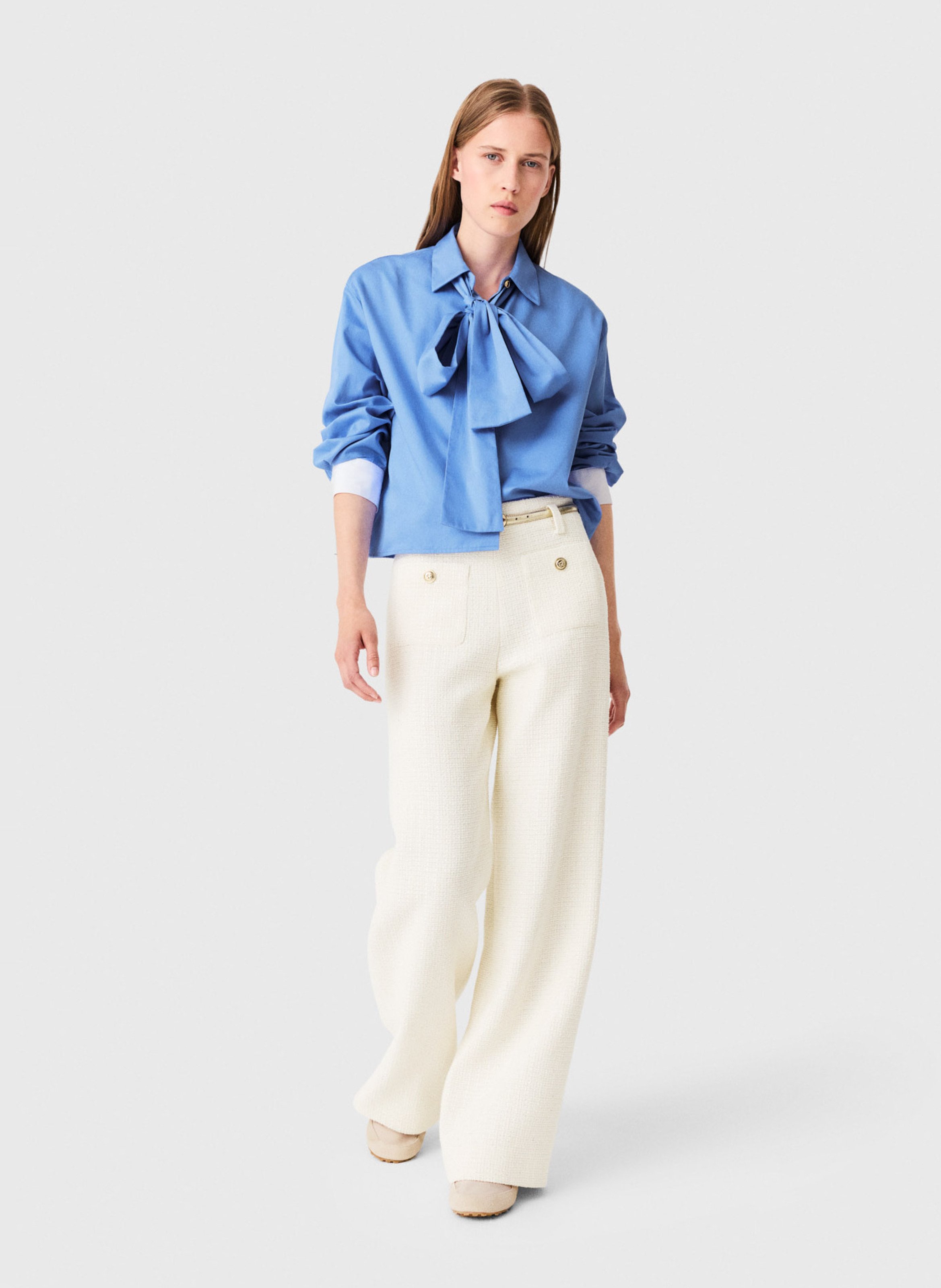 Wijde broek van tweed MAJE Beige