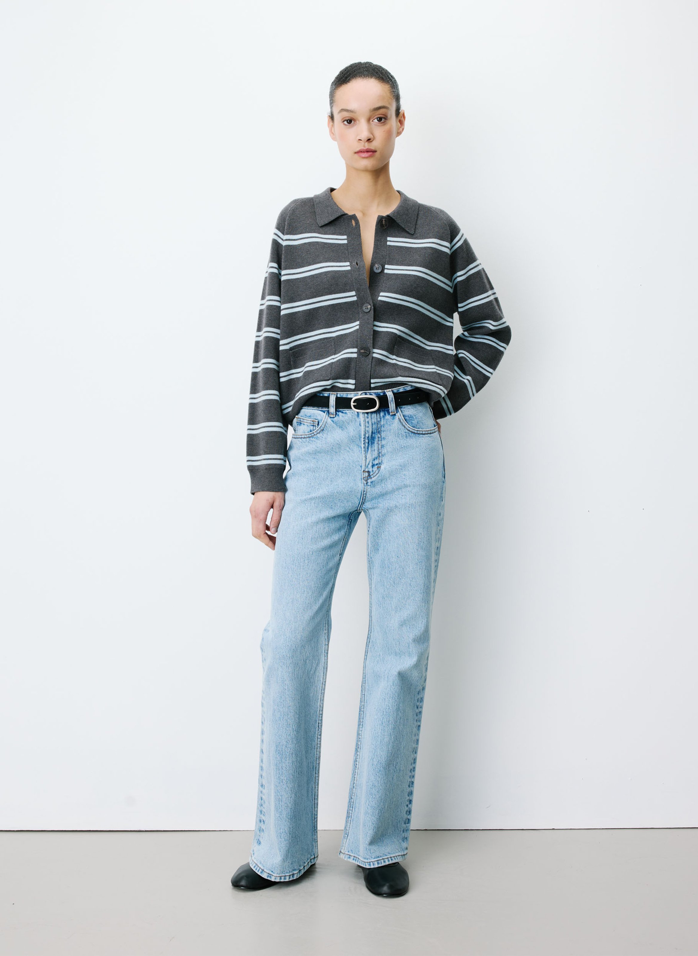 Cotton-blend bootcut jeans GRACE ET MILA Blue
