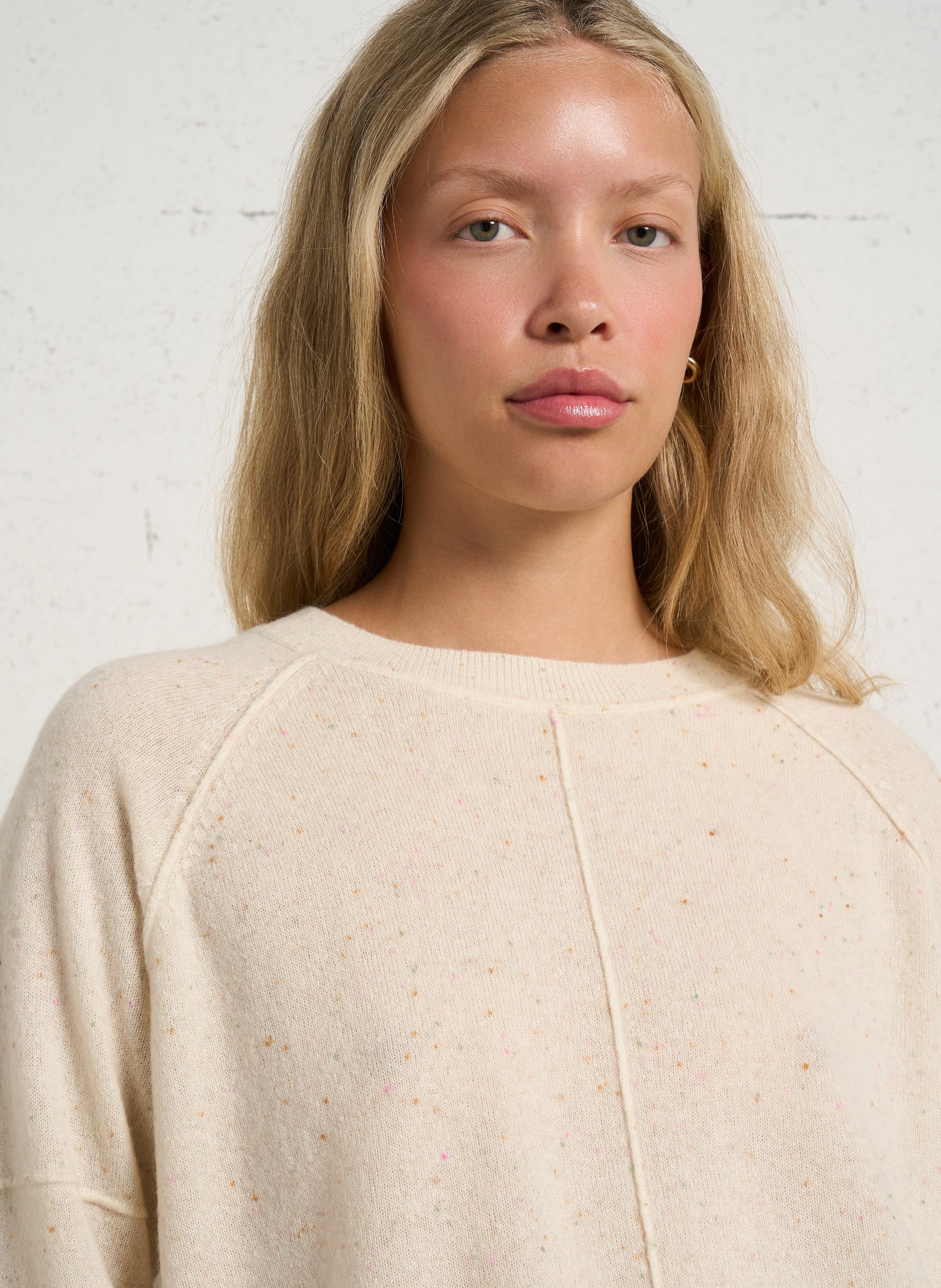 Round-neck speckled cashmere sweater MAISON 123 Beige