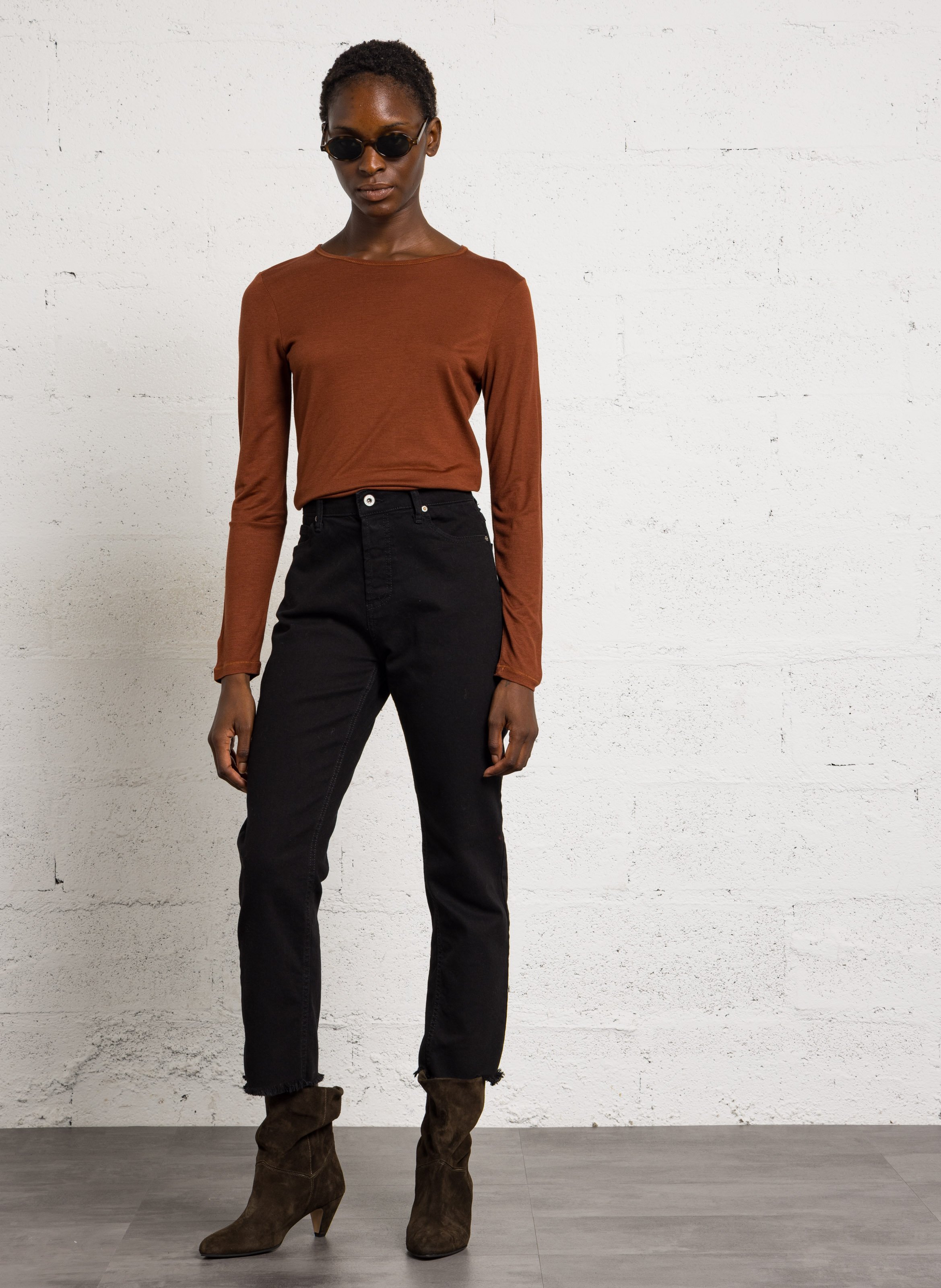 Cotton-blend straight-leg jeans PLEASE Black