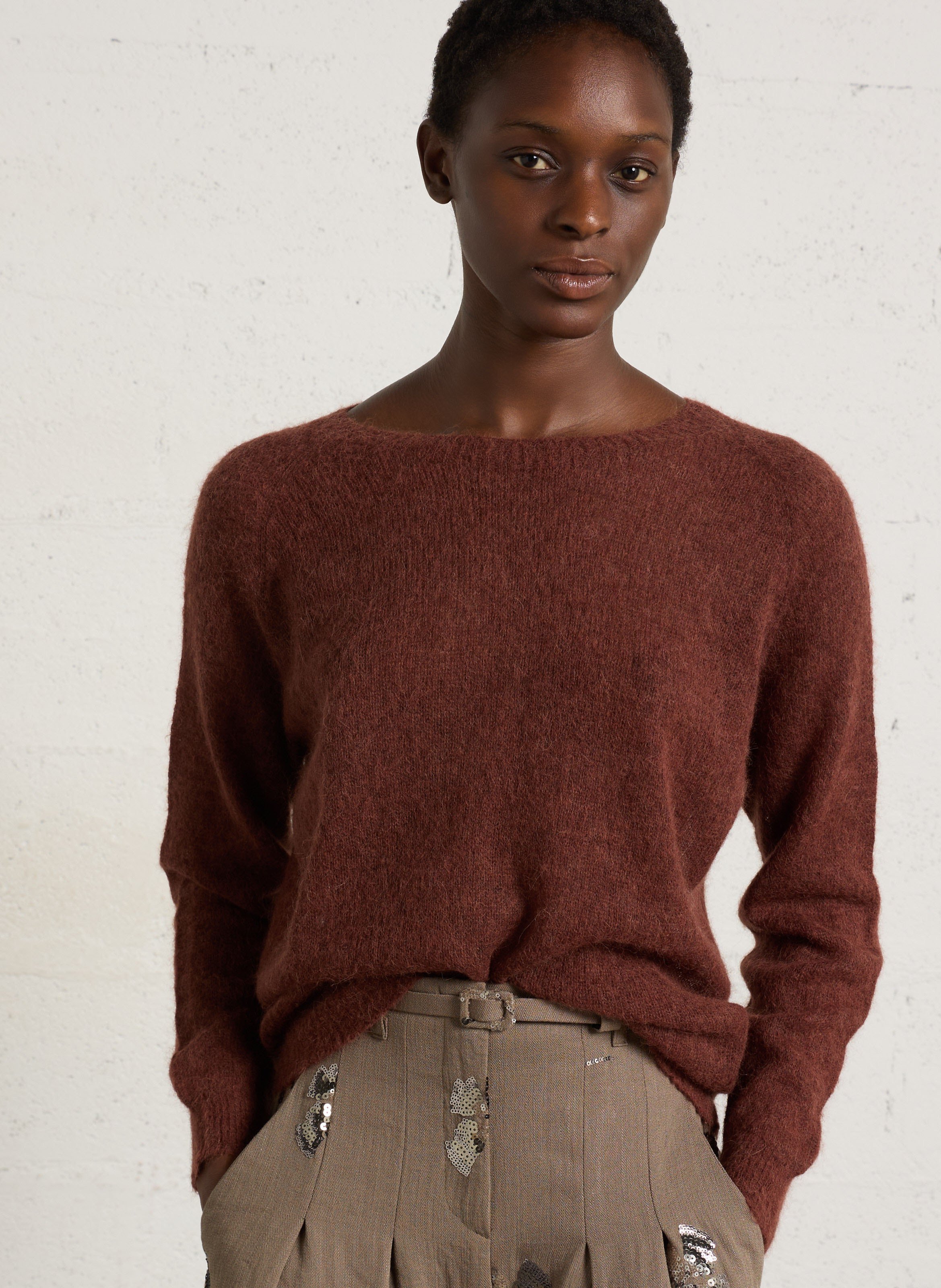Feinstrickpullover mit Rundhalsausschnitt aus Alpakamischung NICE THINGS