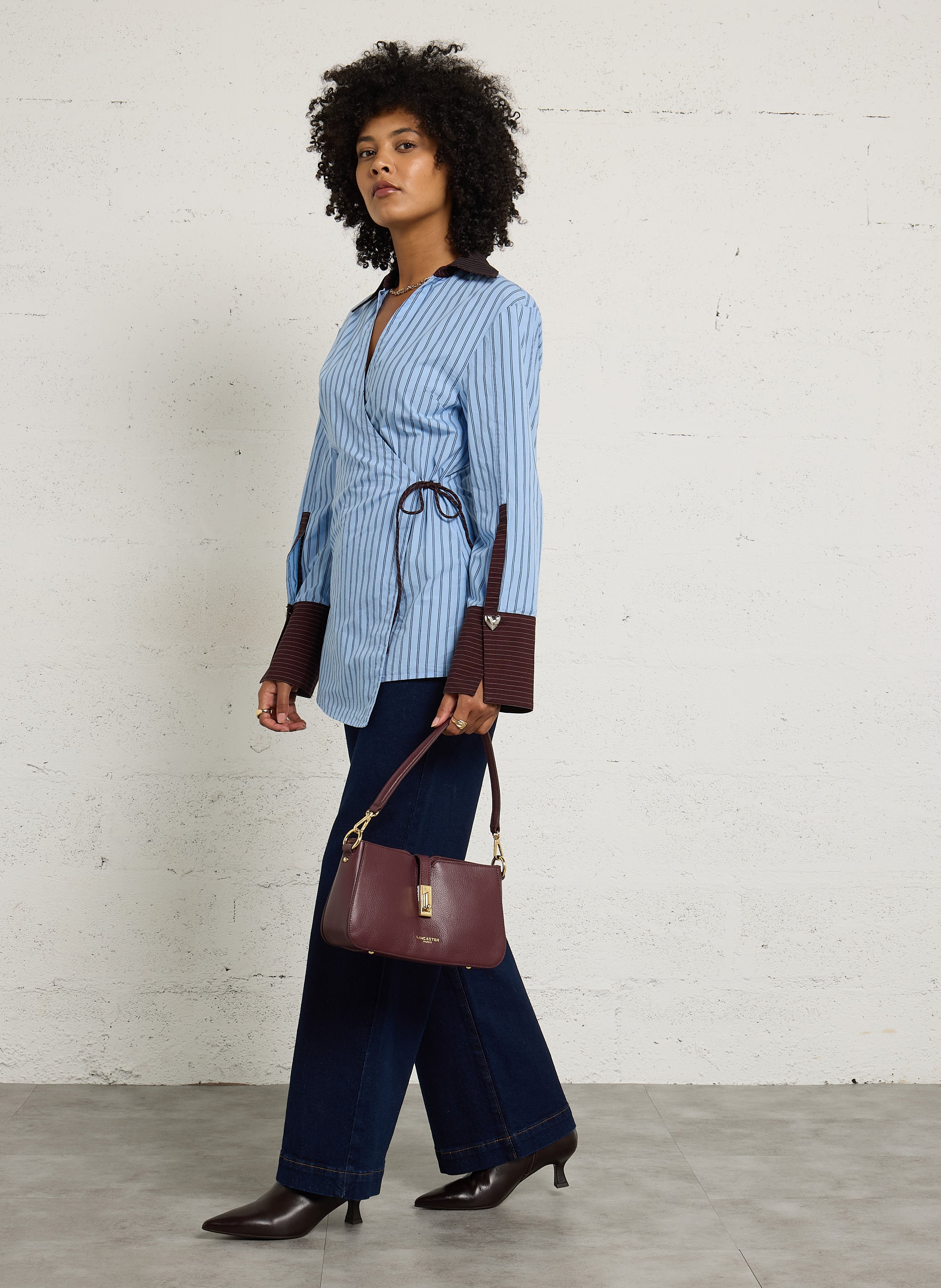 Sac à main rectangle en cuir de vachette LANCASTER PARIS Rouge