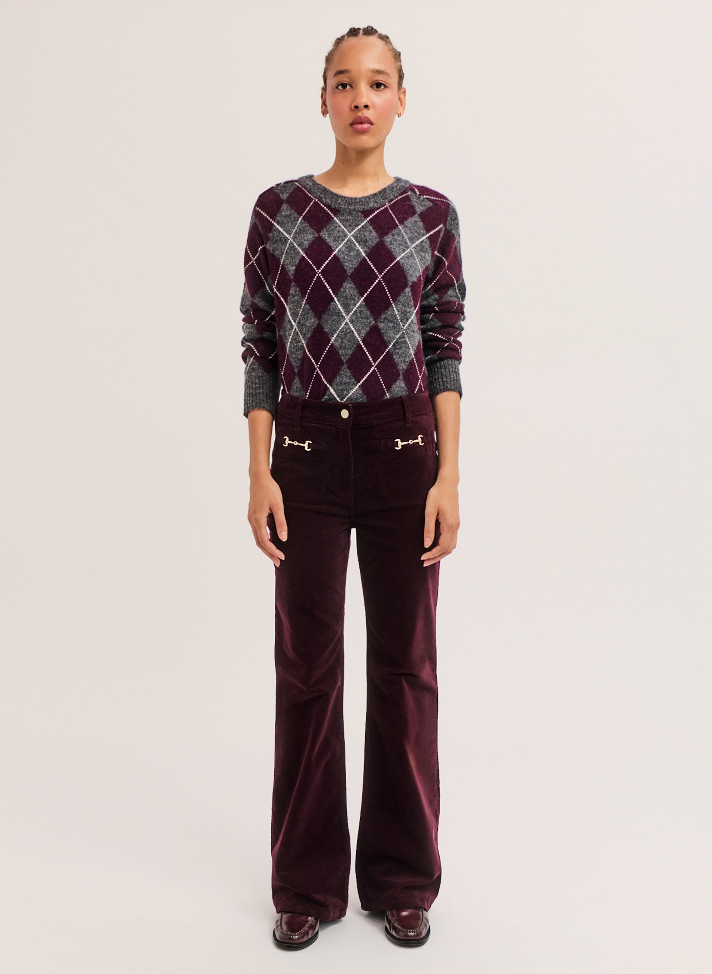 Pantalon bootcut en coton mélangé PABLO Rouge