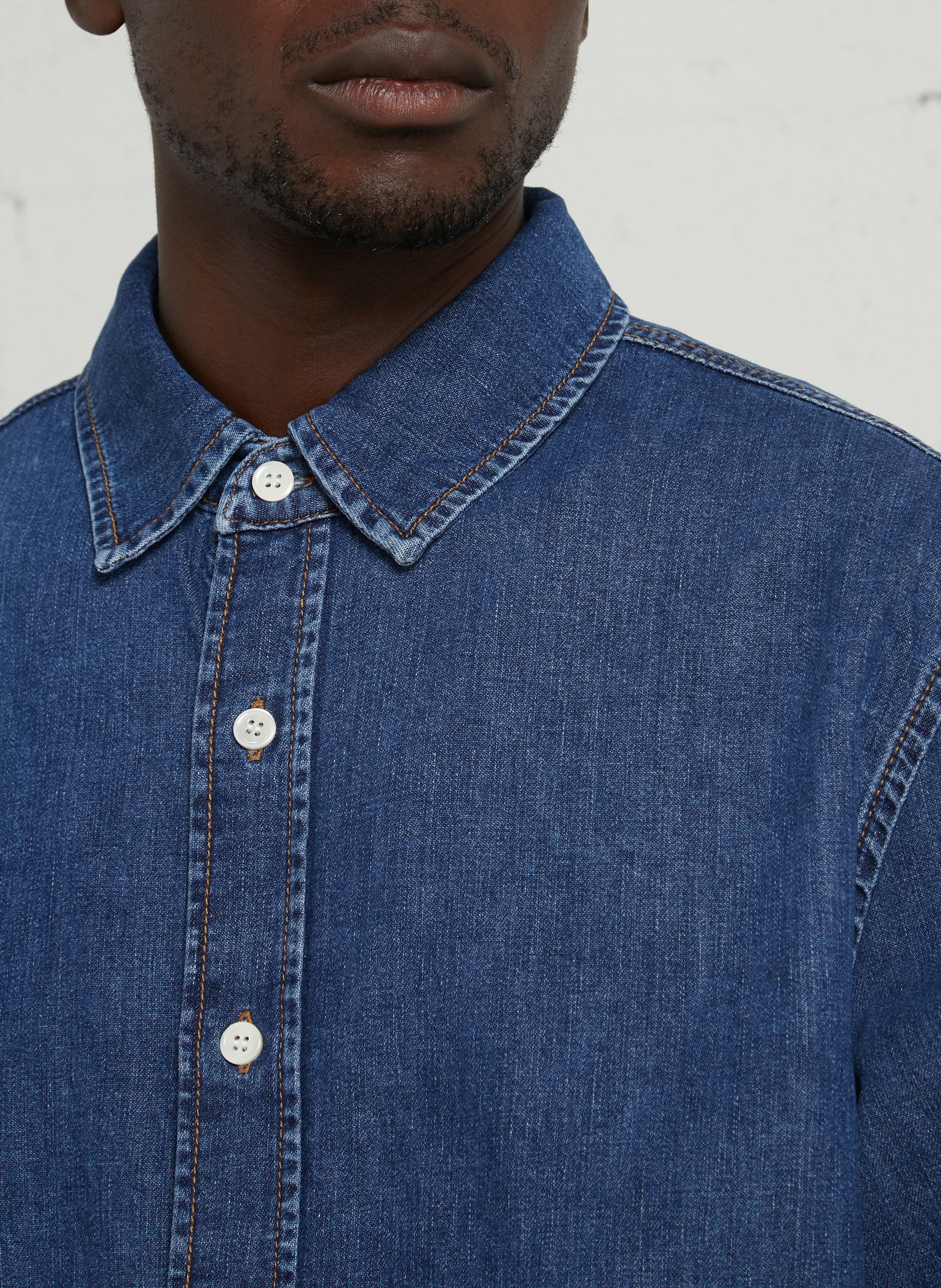Chemise droite boutonnée en jean GANT Bleu