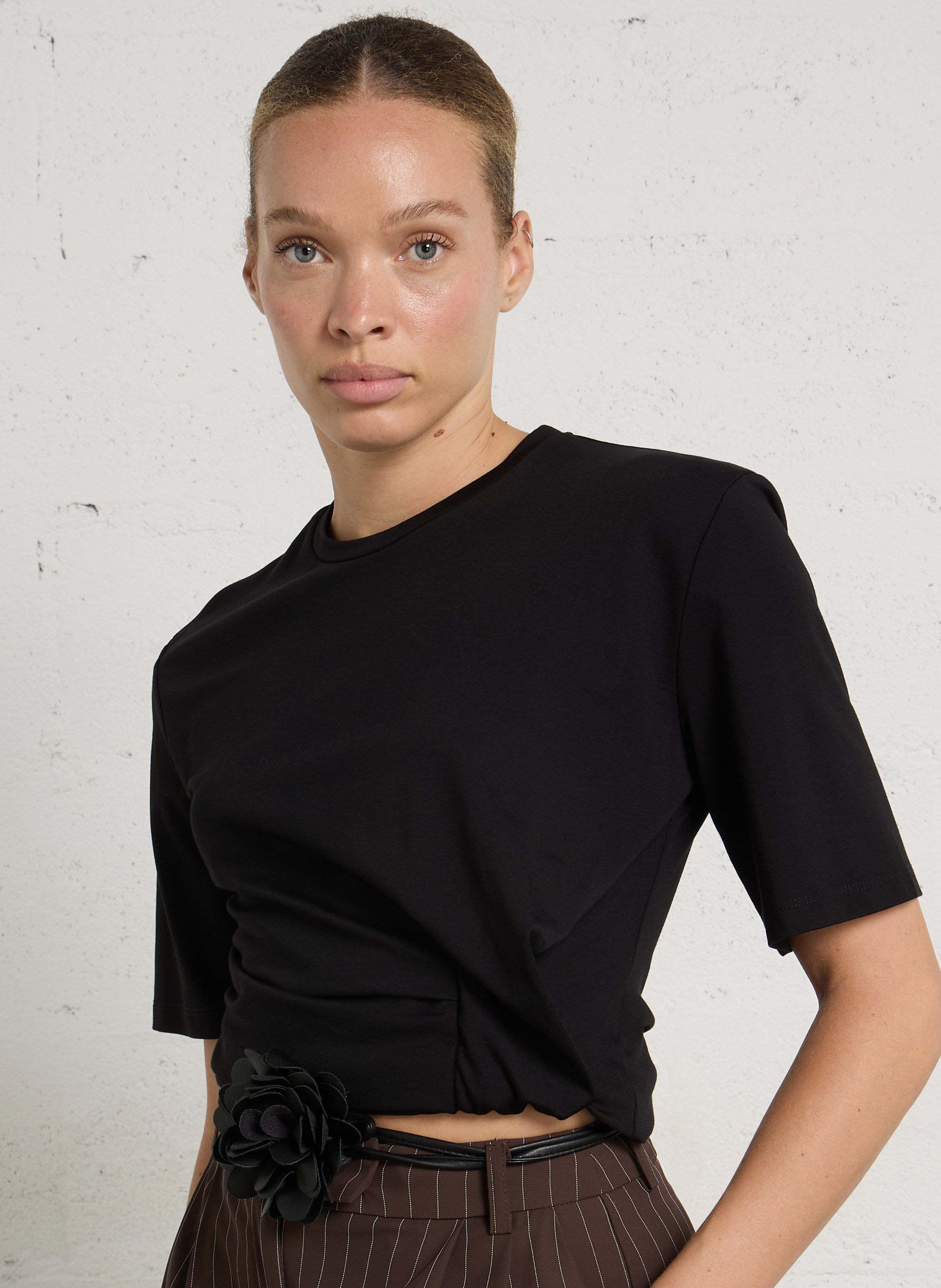 T-shirt manches courtes col rond noué IMPERIAL Noir