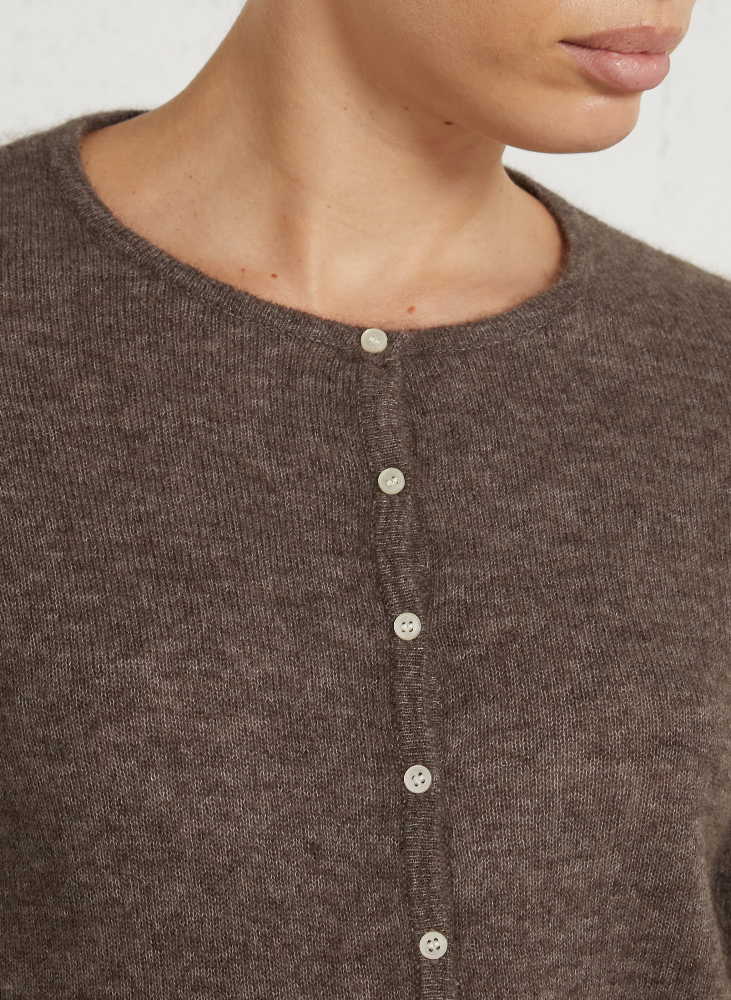 Straight round-neck knit cardigan JC SOPHIE Brown