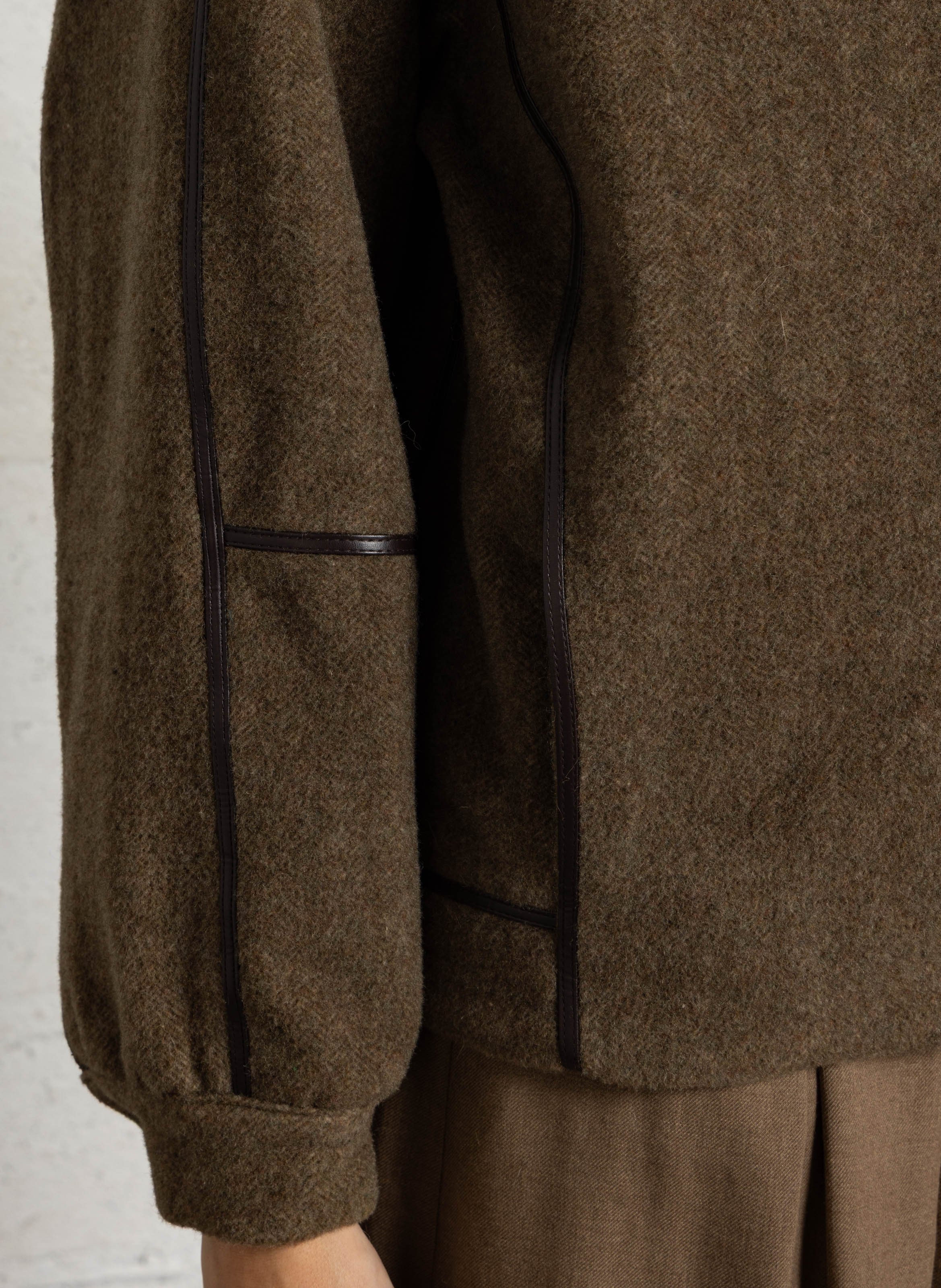 Manteau droit col montant en laine mélangée MAISON 123 Vert