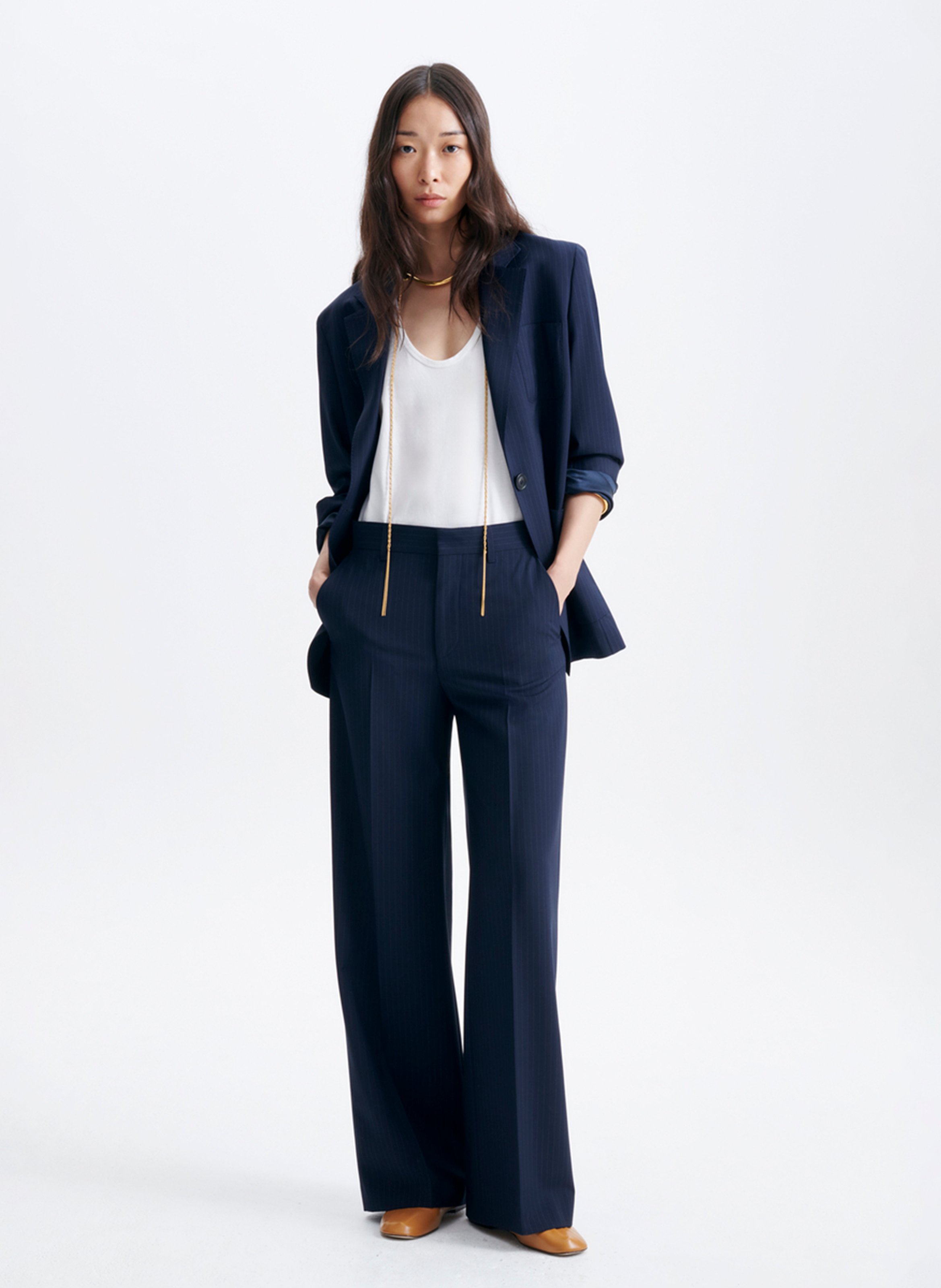 Striped straight blazer VANESSA BRUNO Blue
