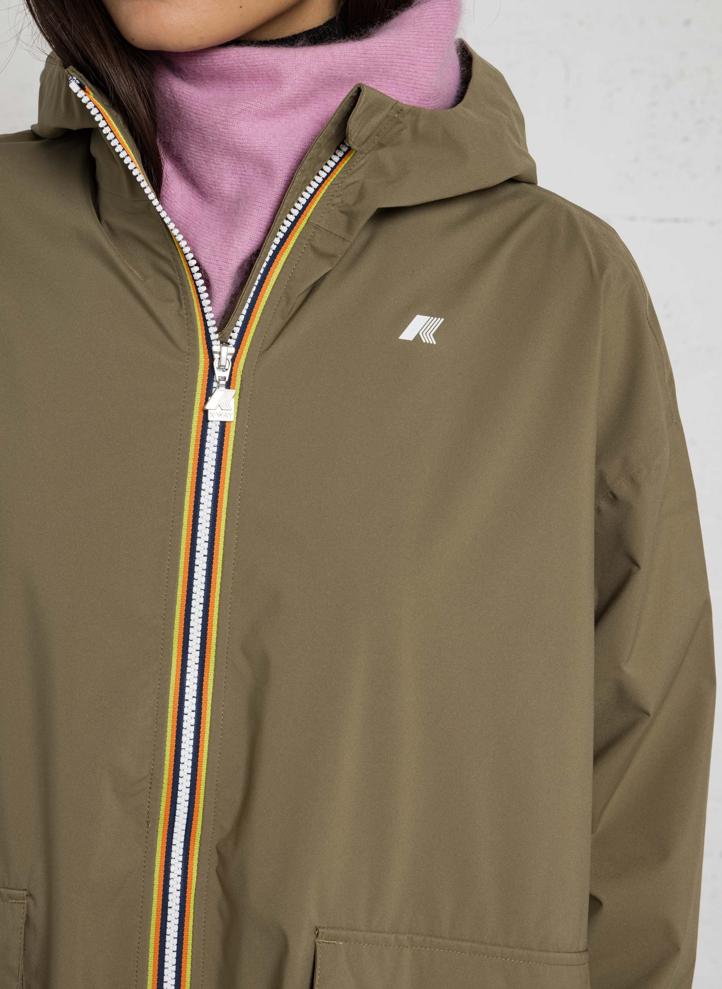 Langer Oversize-Parka mit Kapuze K-WAY Grun