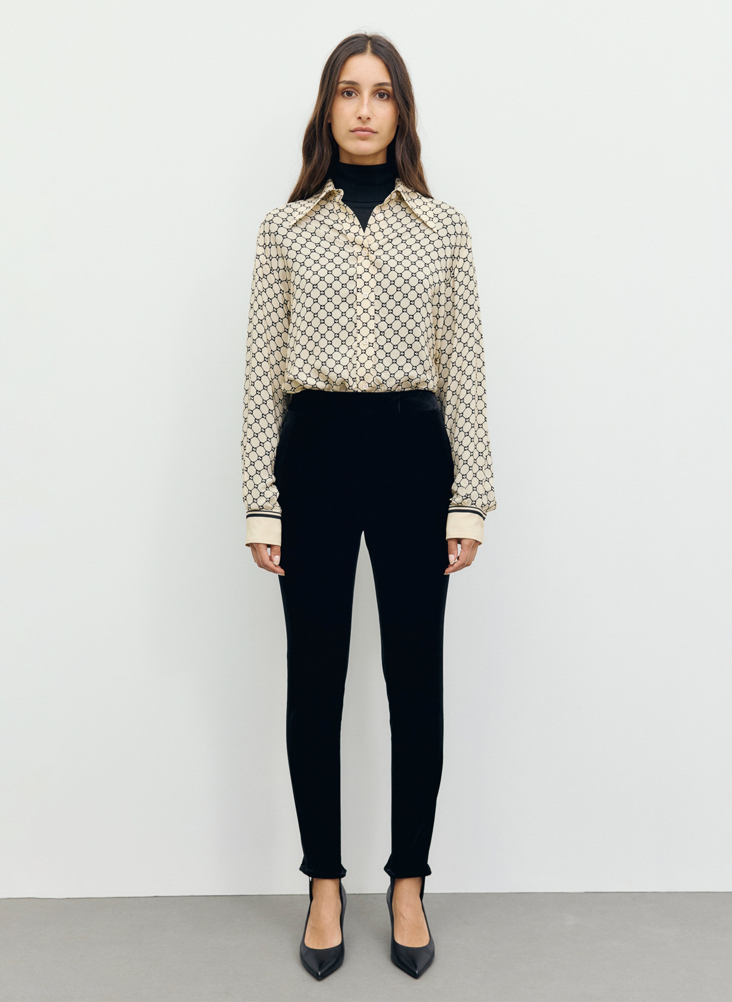 Pantalon skinny velours en coton mélangé GERARD DAREL Noir