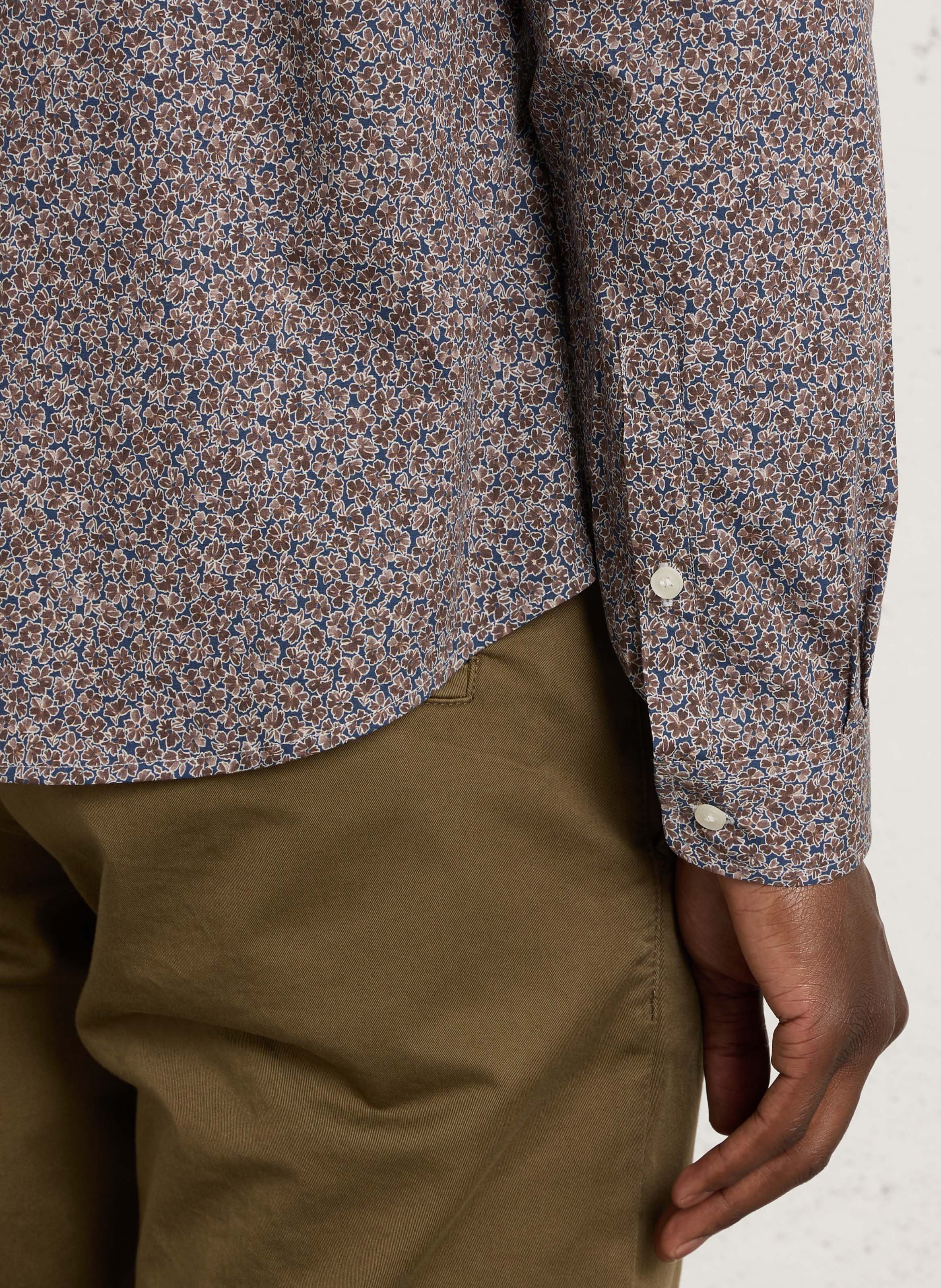 Hemd aus Baumwoll-Mix mit Print, Slim Fit IKKS Blau